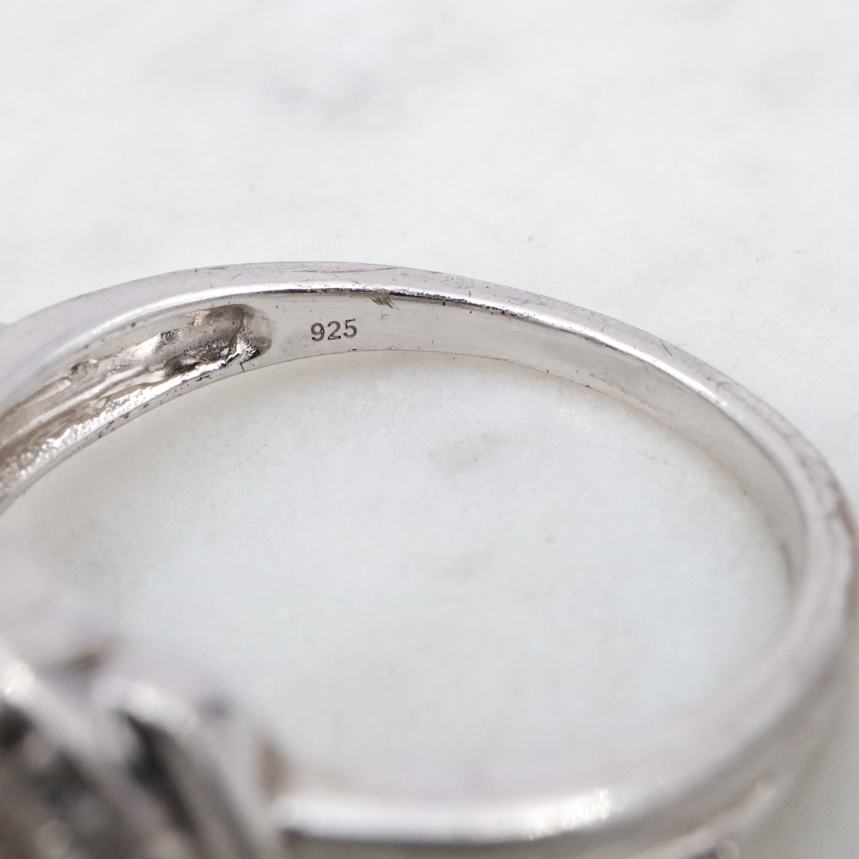 Retro sterling white topaz ring, sz 7