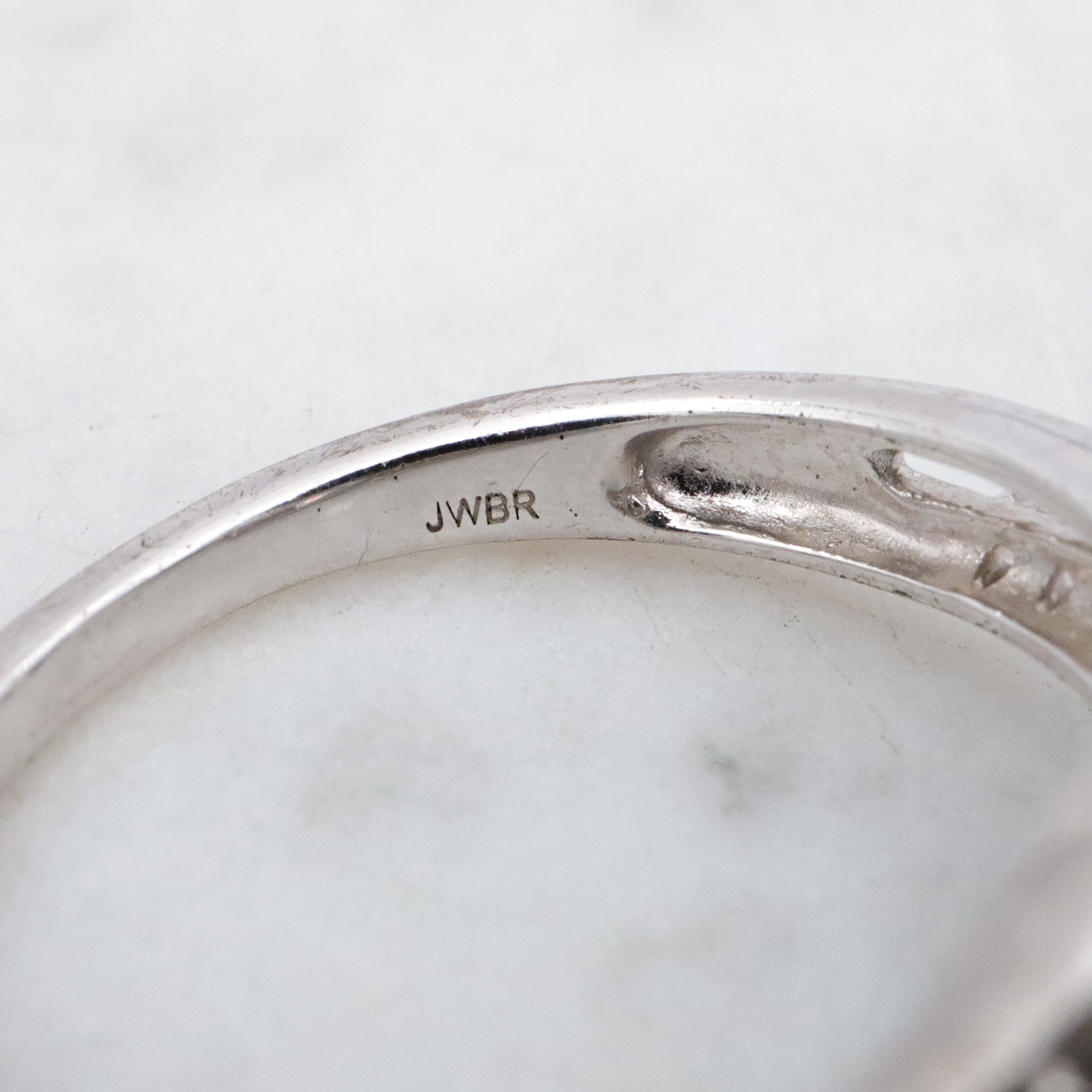 Retro sterling white topaz ring, sz 7