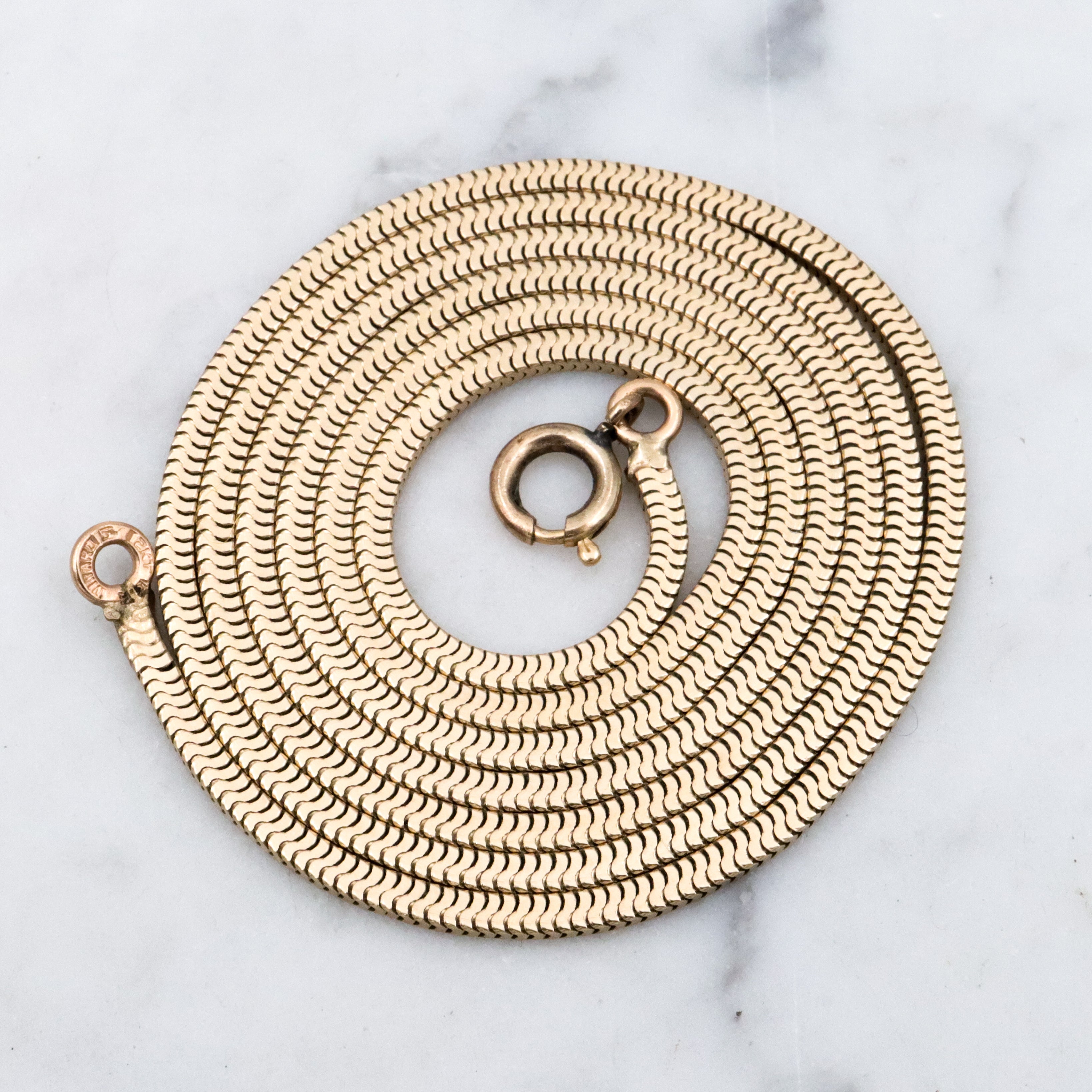 Mid Century Winard 12k gold filled square snake chain, 24"