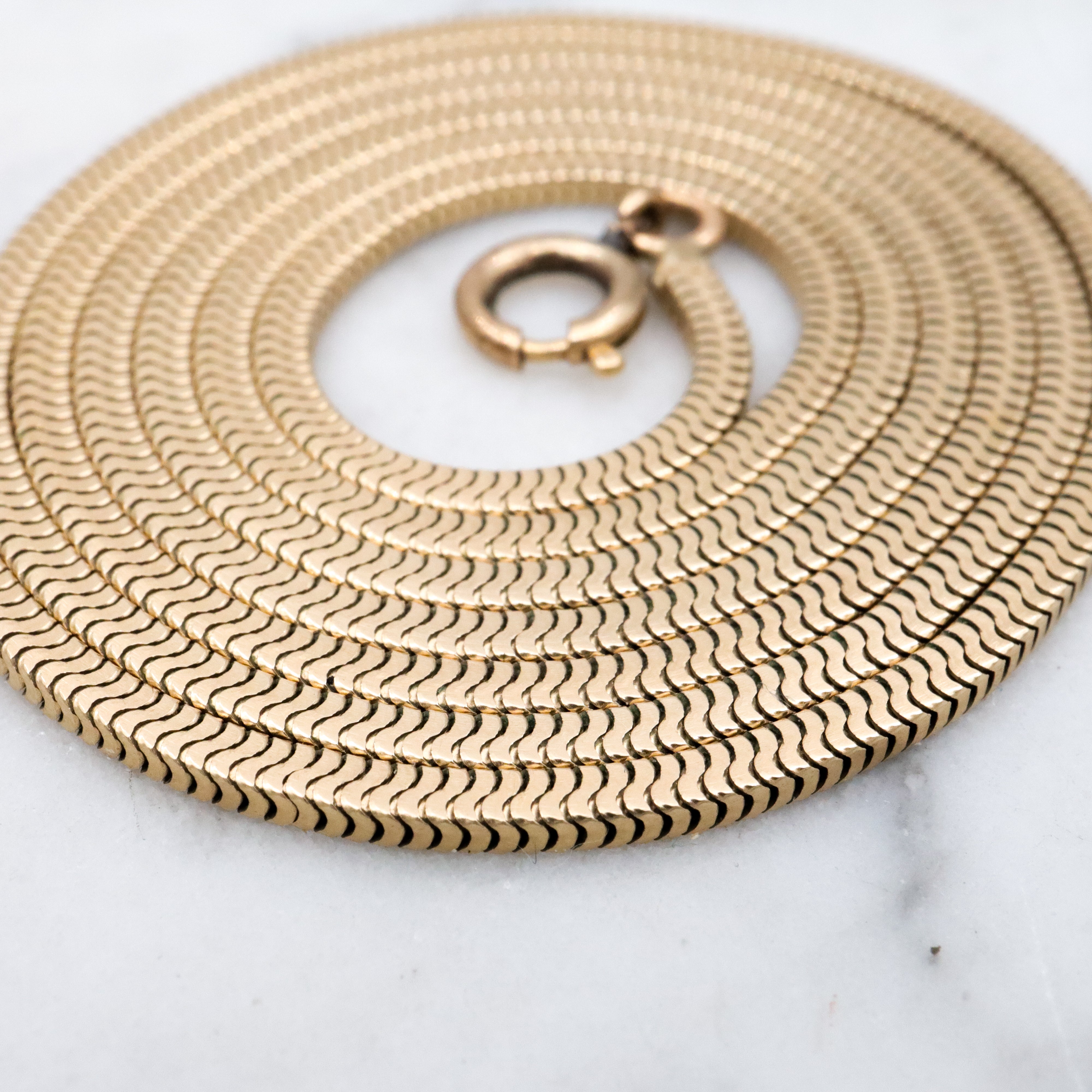 Mid Century Winard 12k gold filled square snake chain, 24"