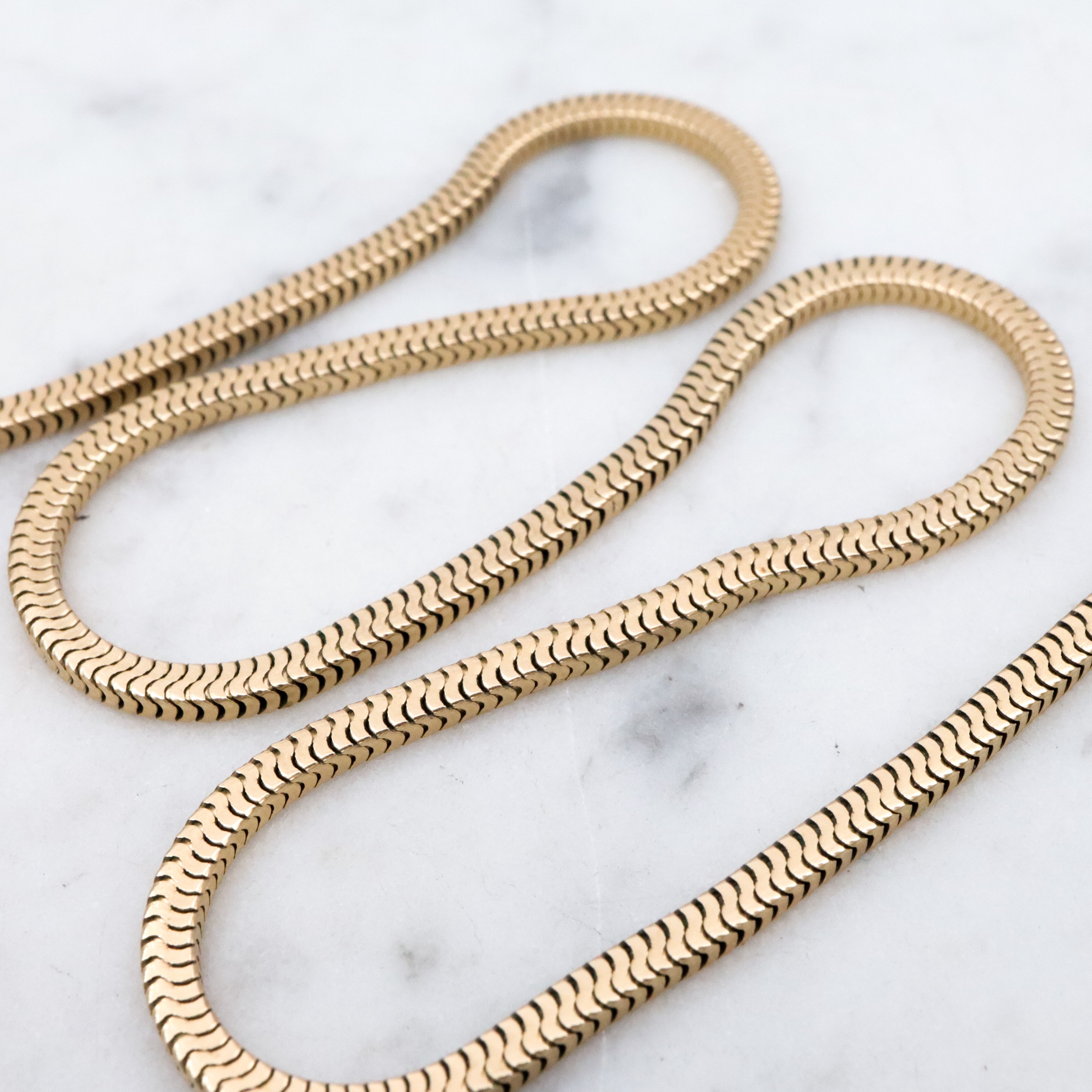 Mid Century Winard 12k gold filled square snake chain, 24"