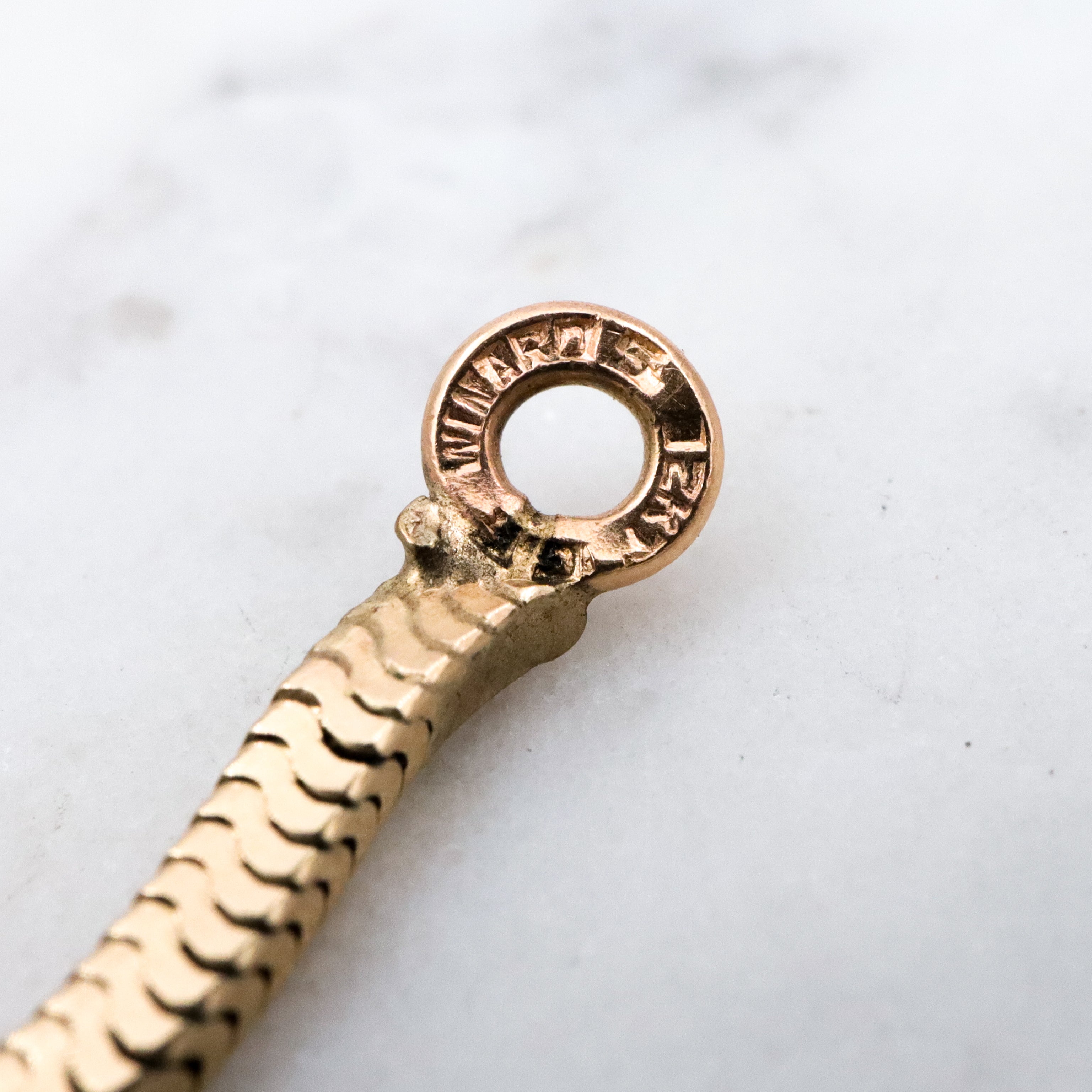 Mid Century Winard 12k gold filled square snake chain, 24"