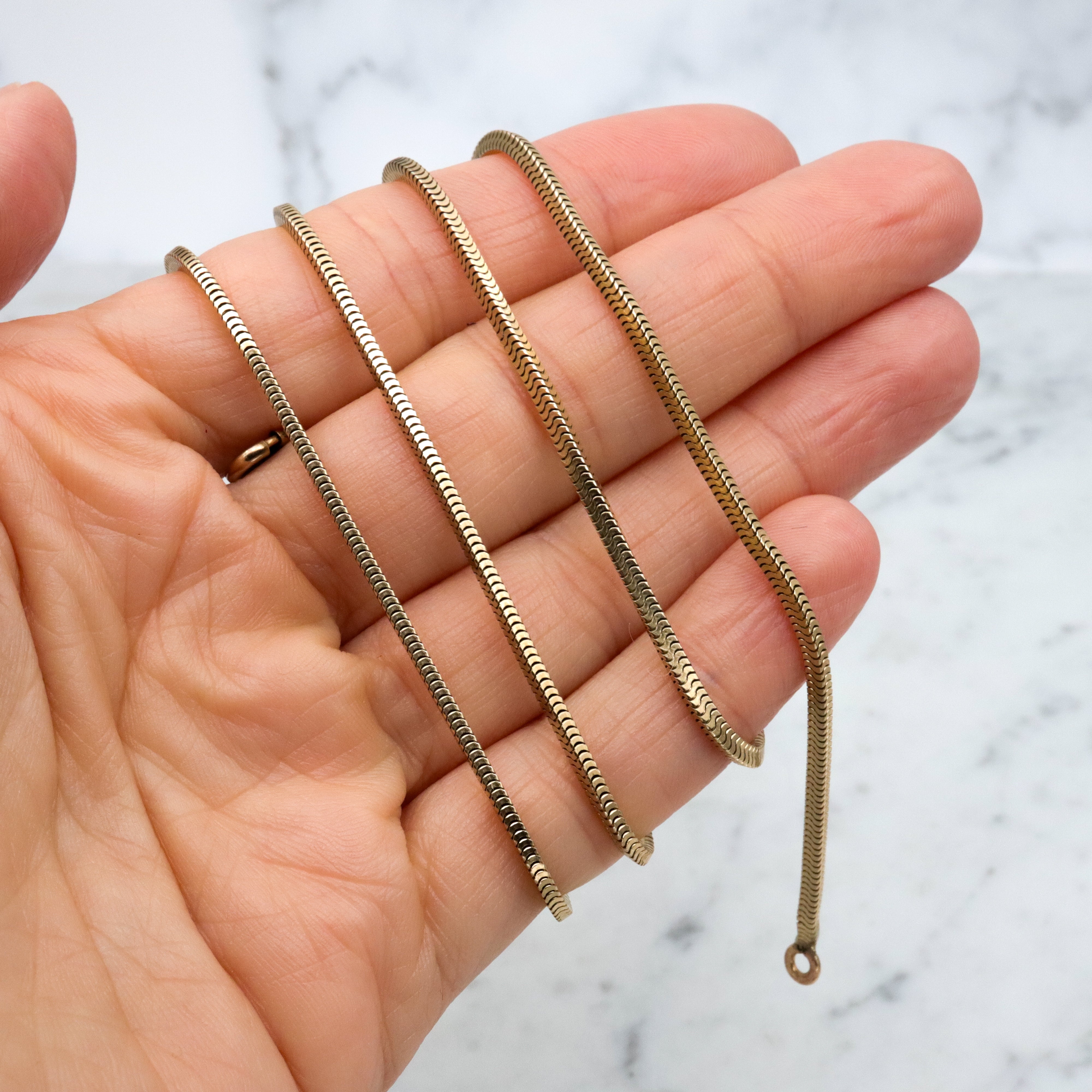 Mid Century Winard 12k gold filled square snake chain, 24"