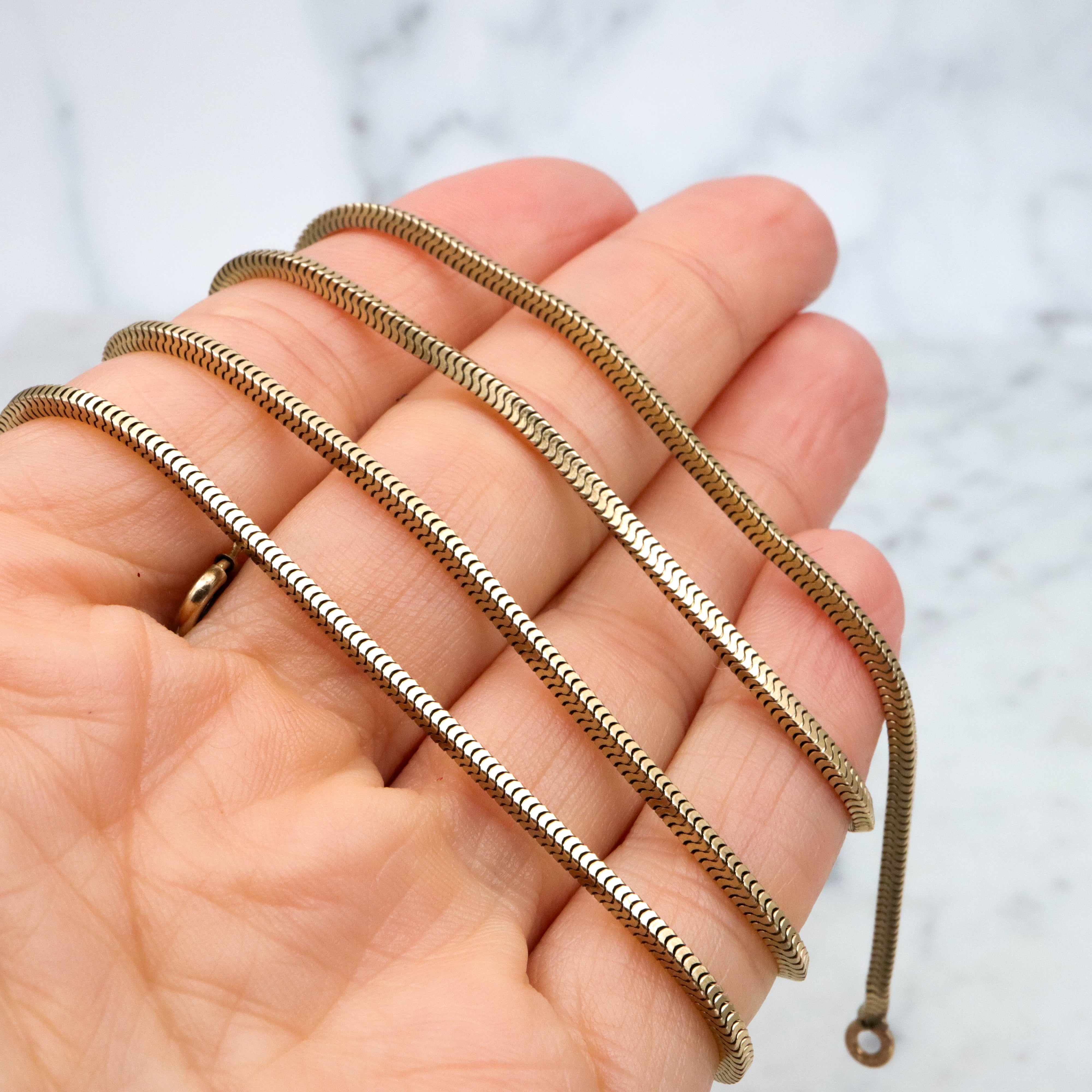 Mid Century Winard 12k gold filled square snake chain, 24"