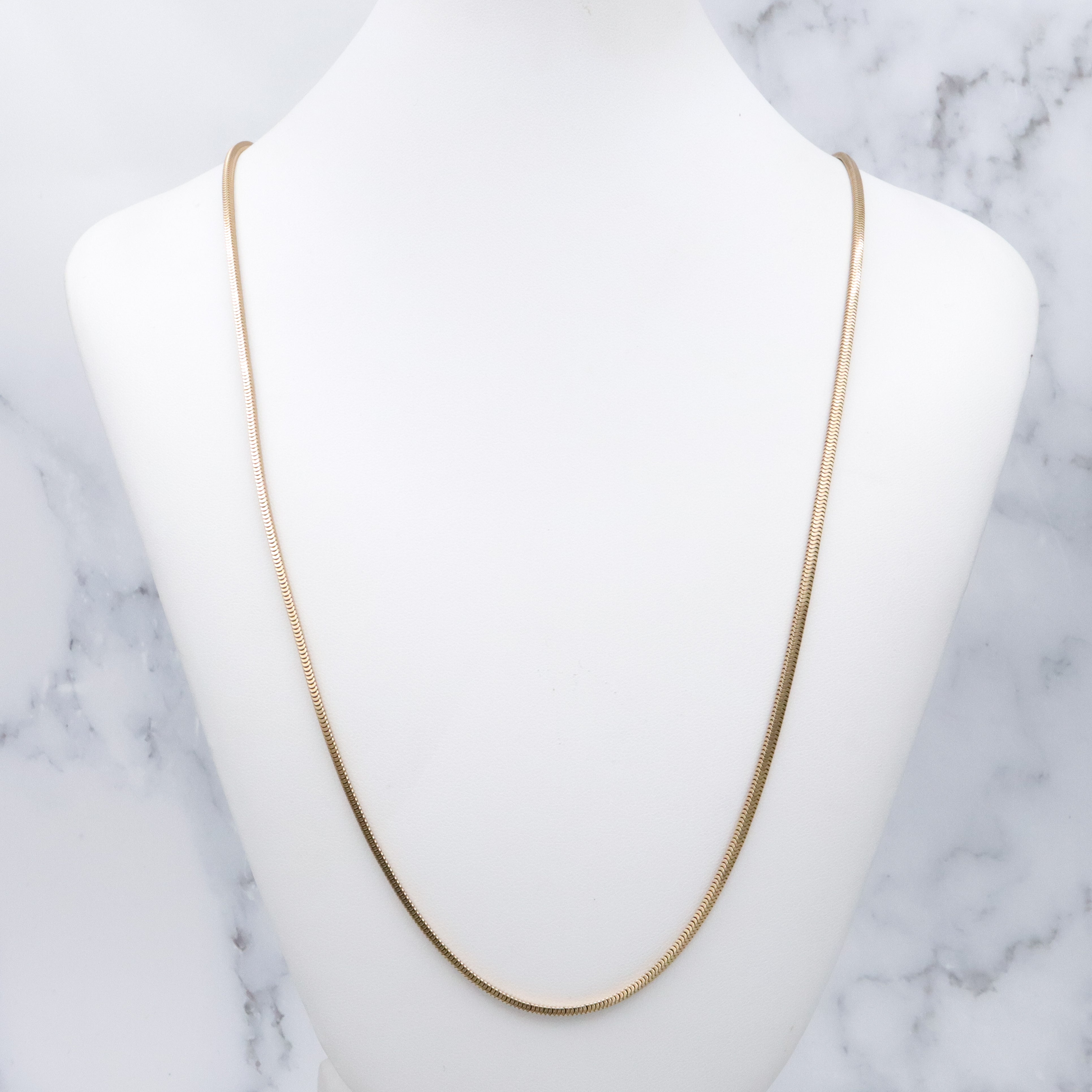 Mid Century Winard 12k gold filled square snake chain, 24"