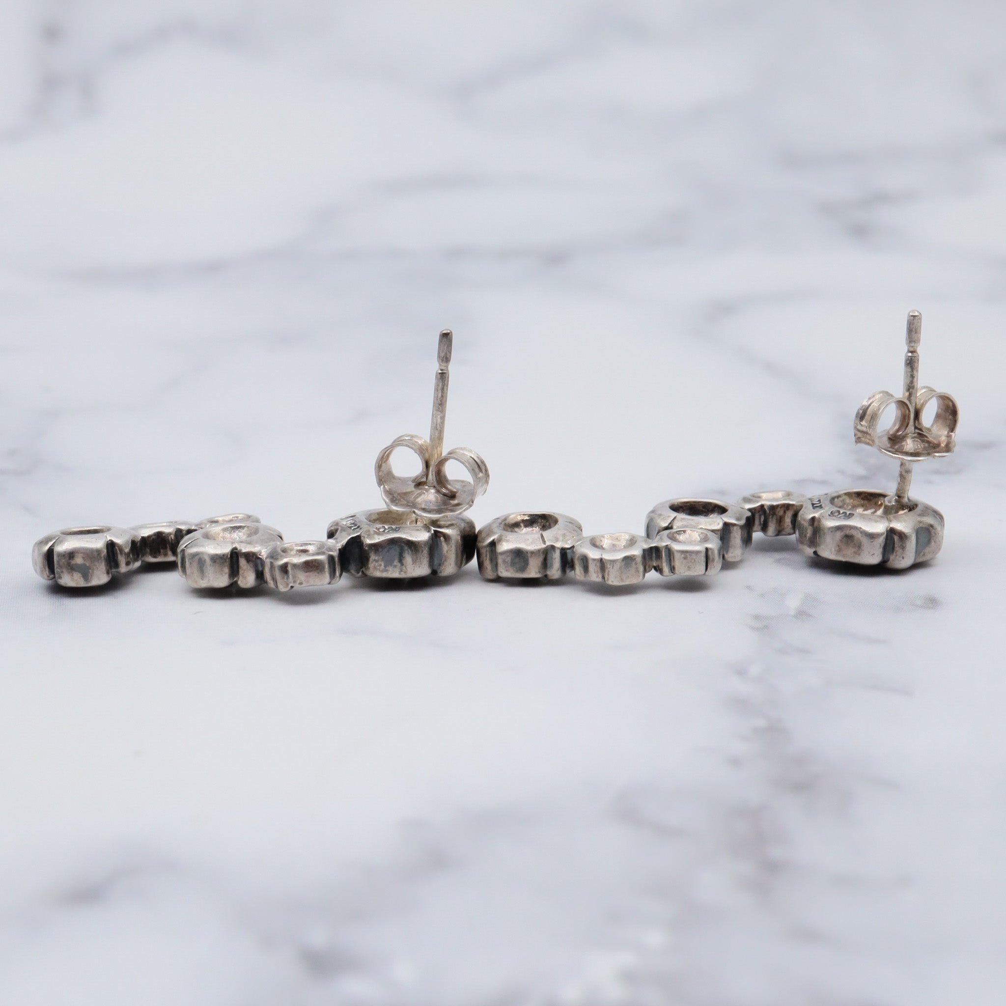 Vintage sterling & diamond flower earrings by “Lyric”