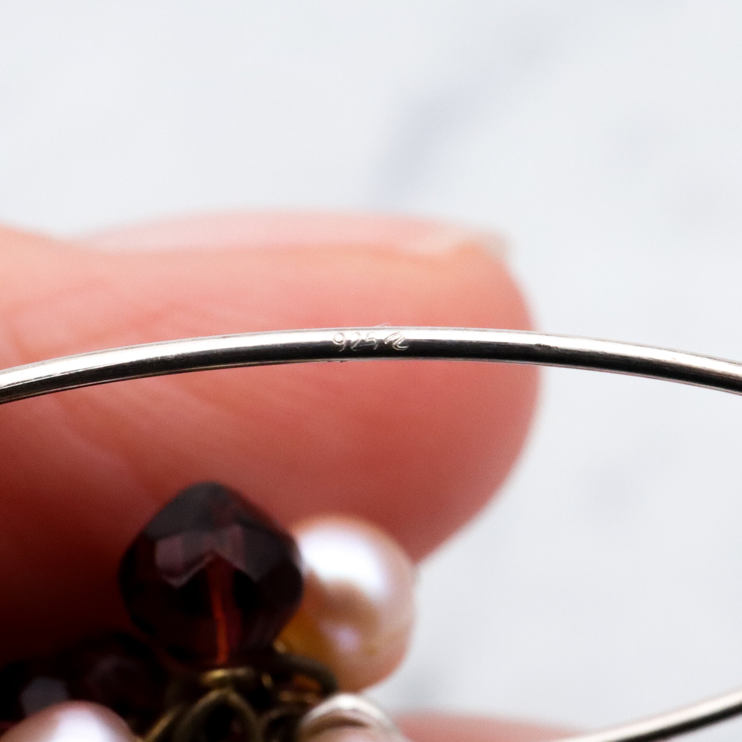 Vintage champagne pearl & amethyst glass beaded grape cluster drop earrings