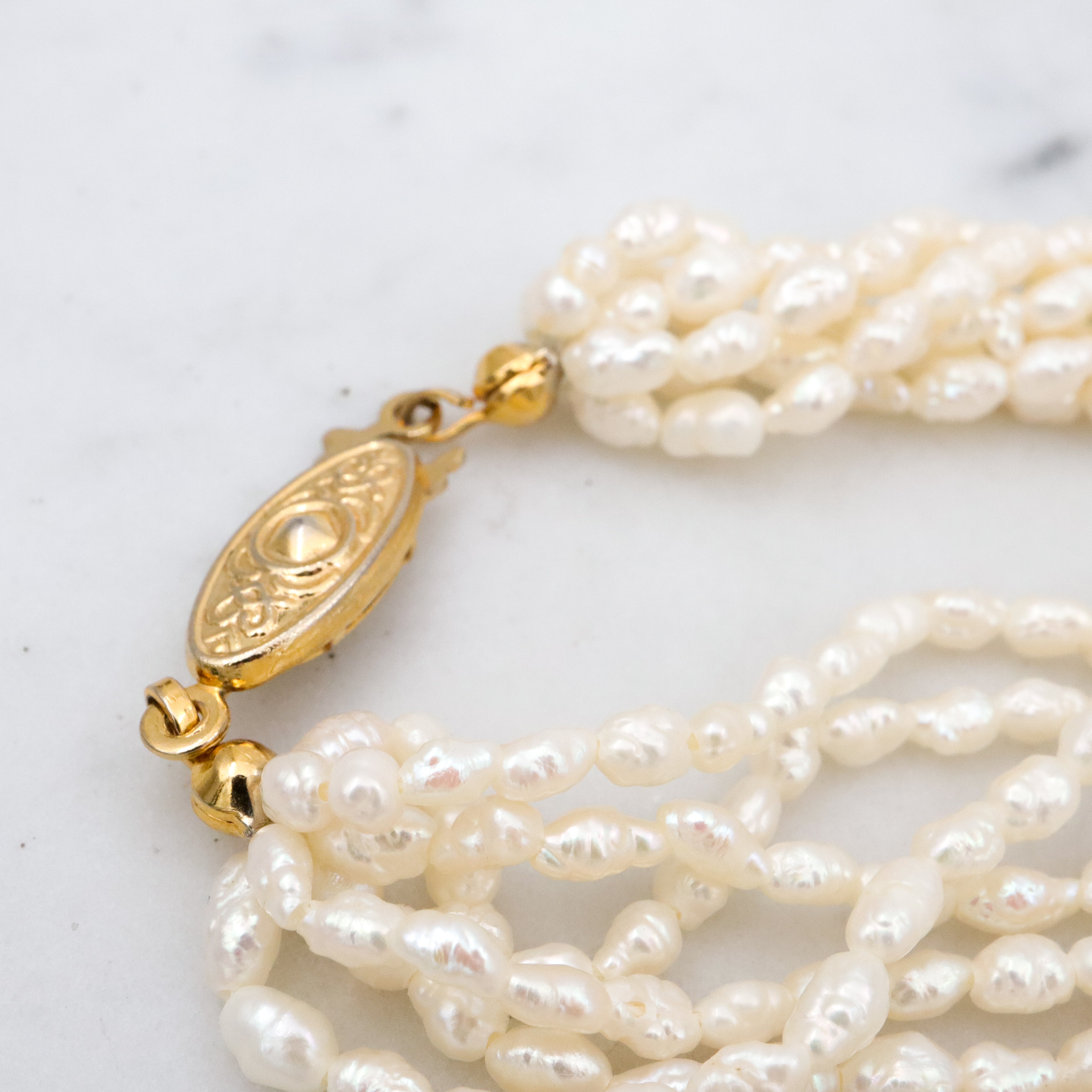 Six-strand baroque pearl twist necklace, 17"