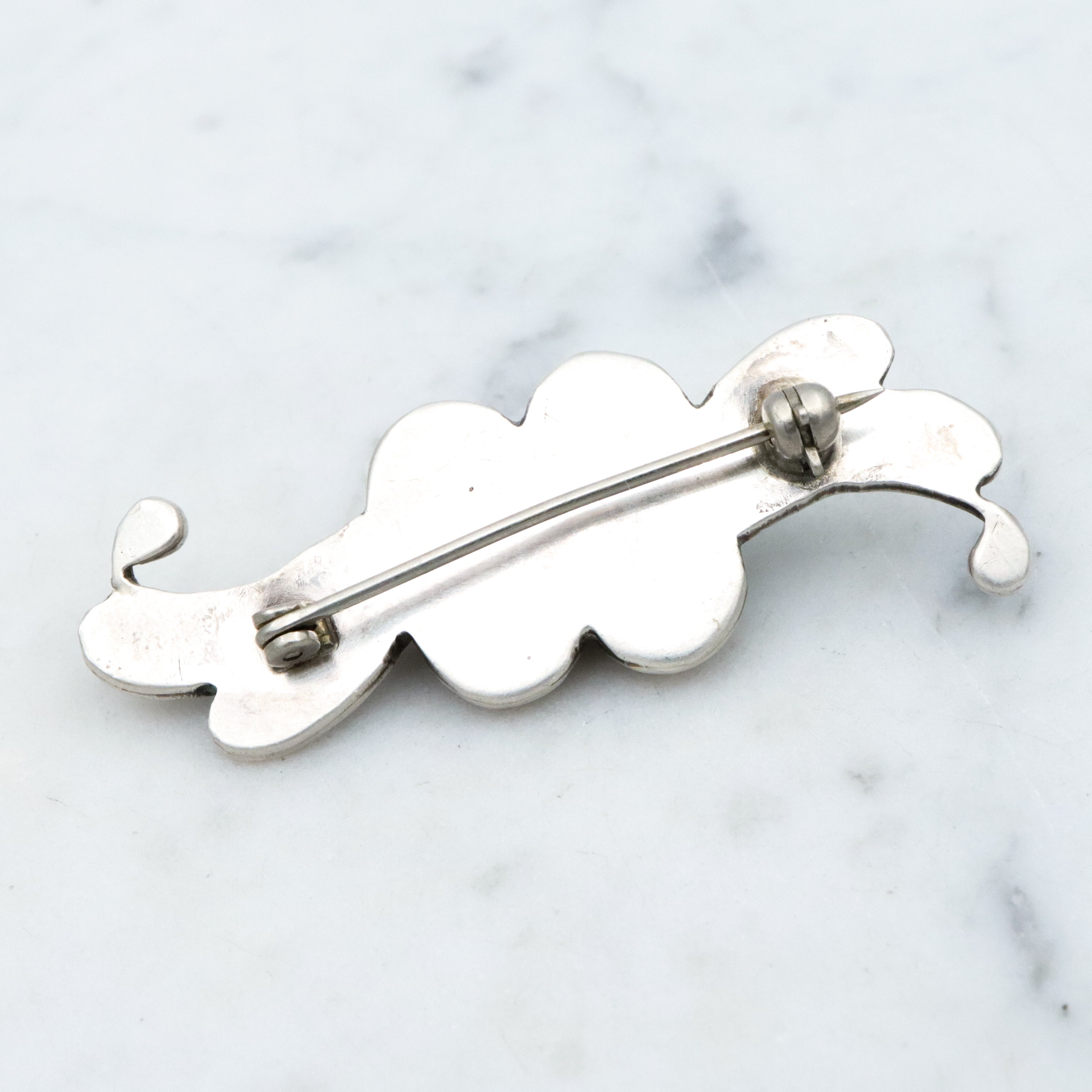 Vintage handmade Navajo turquoise sterling brooch