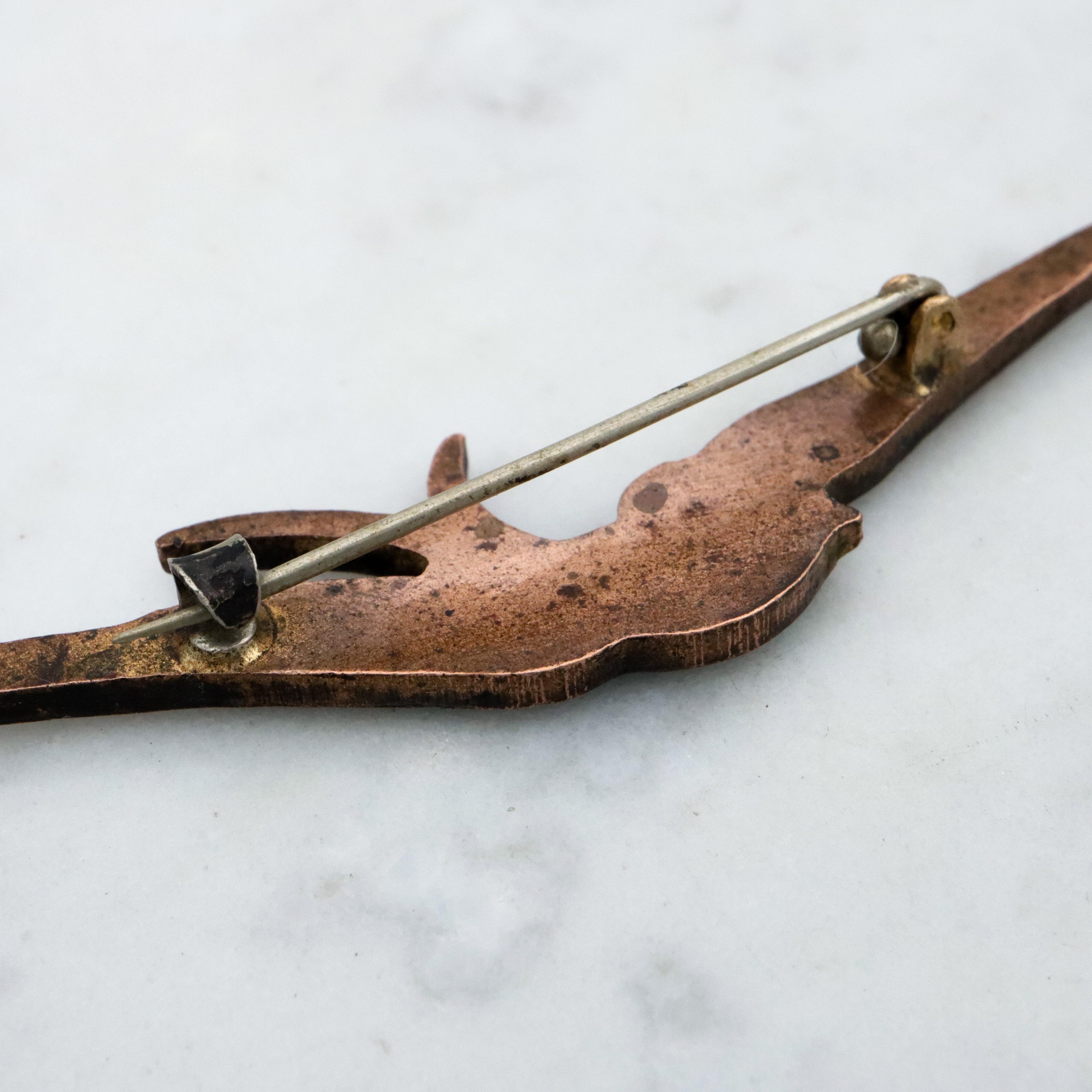 Antique Victorian blue enamel swallow brooch