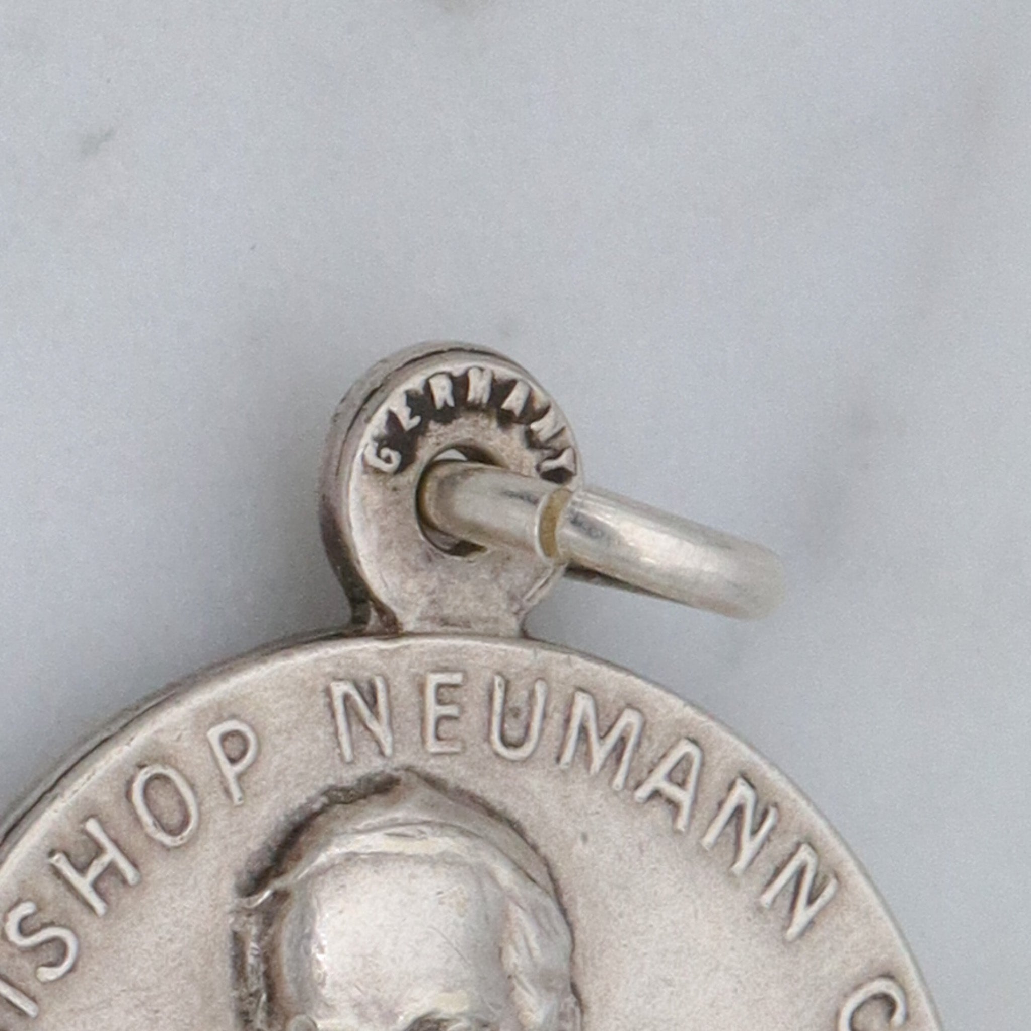 Antique German silver plated Bishop John Neumann C.SS.R medallion pendant