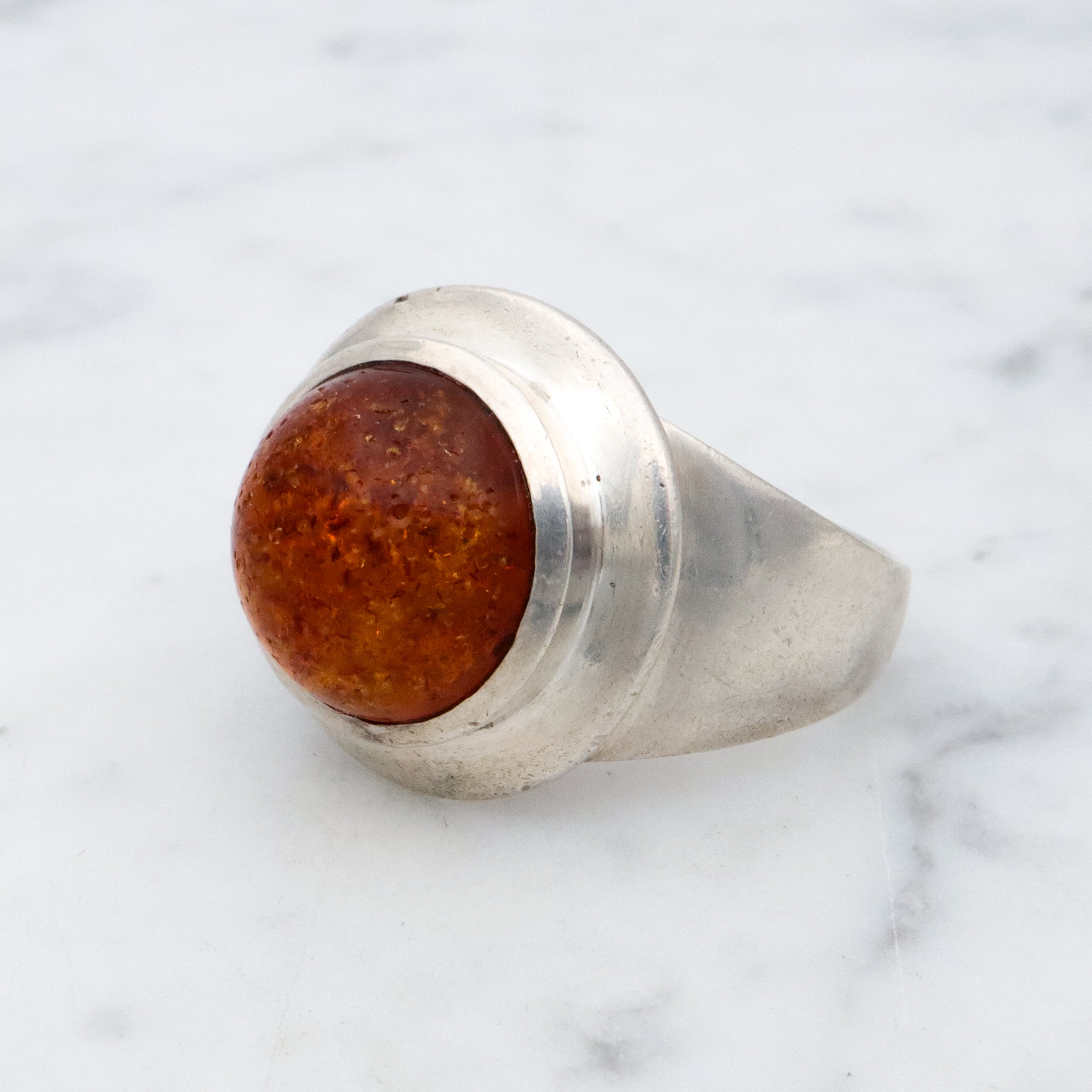 Vintage chunky amber sterling ring, size 12