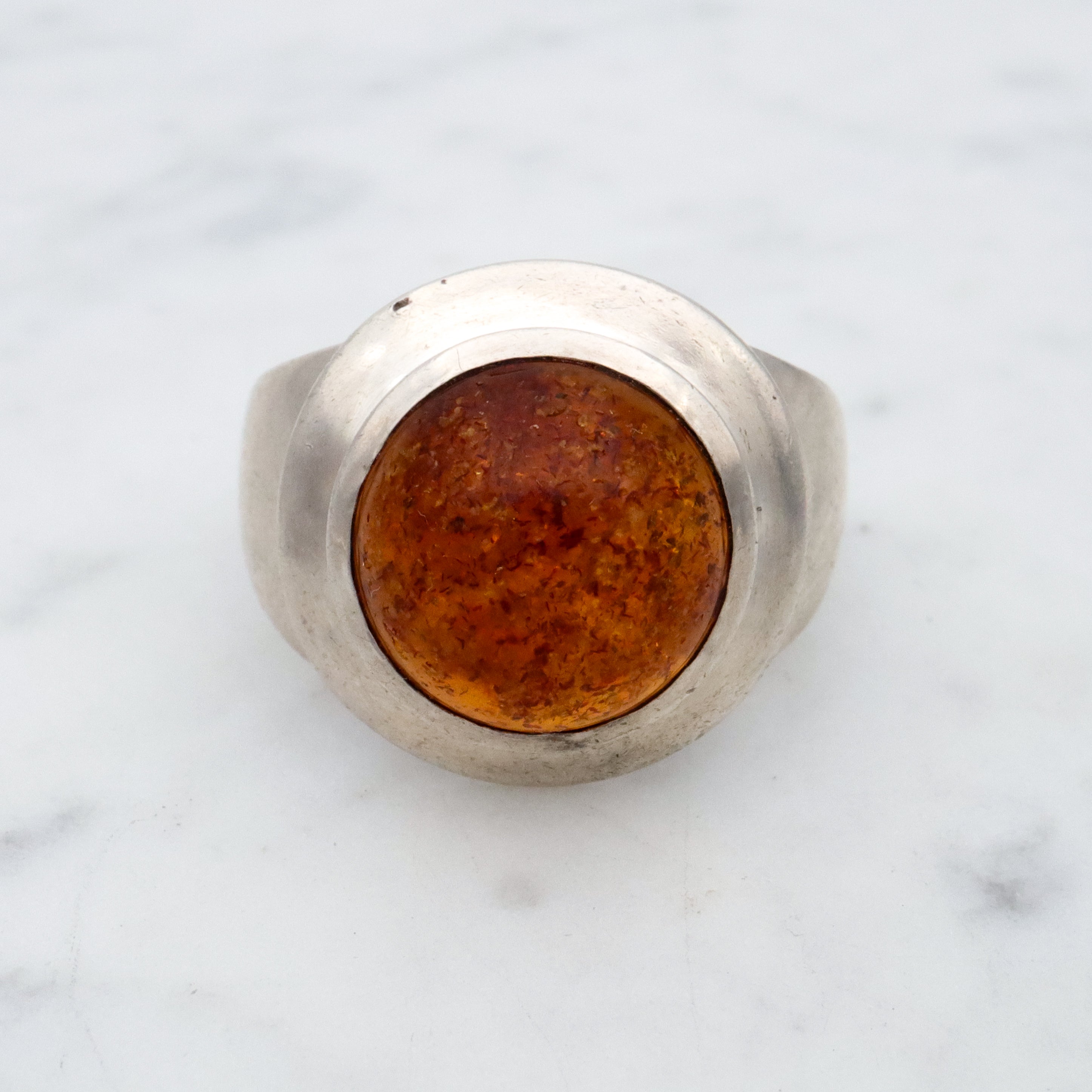 Vintage chunky amber sterling ring, size 12