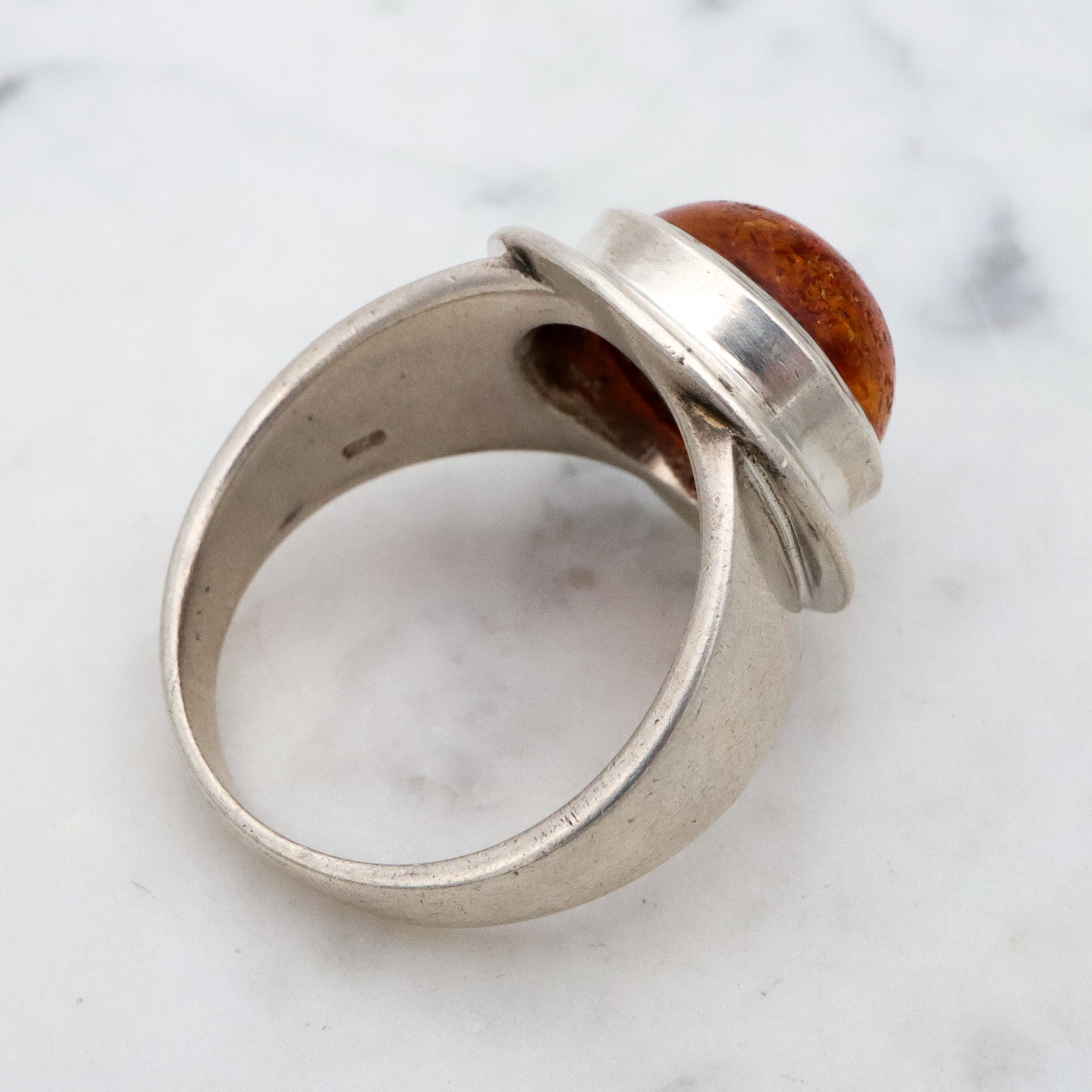 Vintage chunky amber sterling ring, size 12