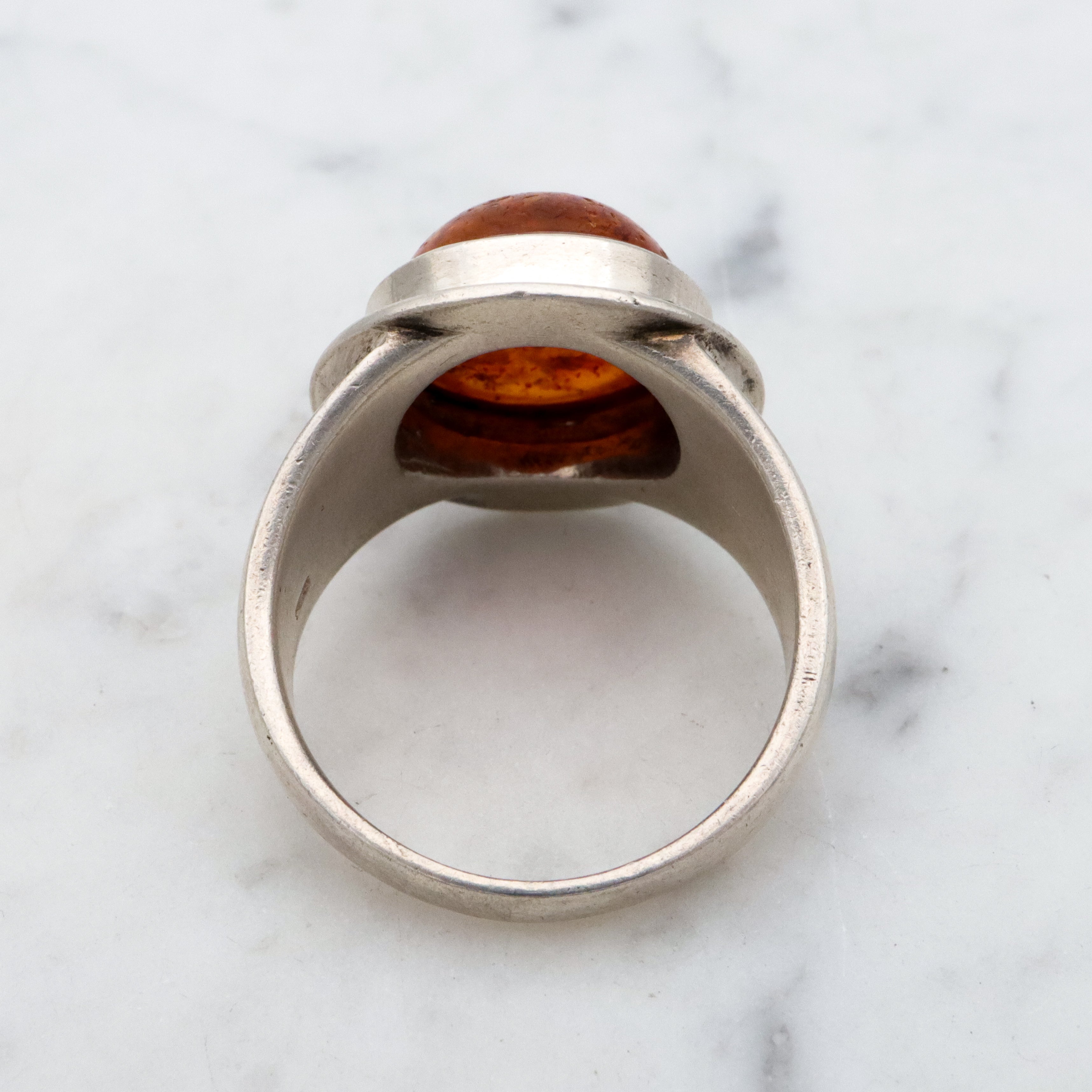 Vintage chunky amber sterling ring, size 12