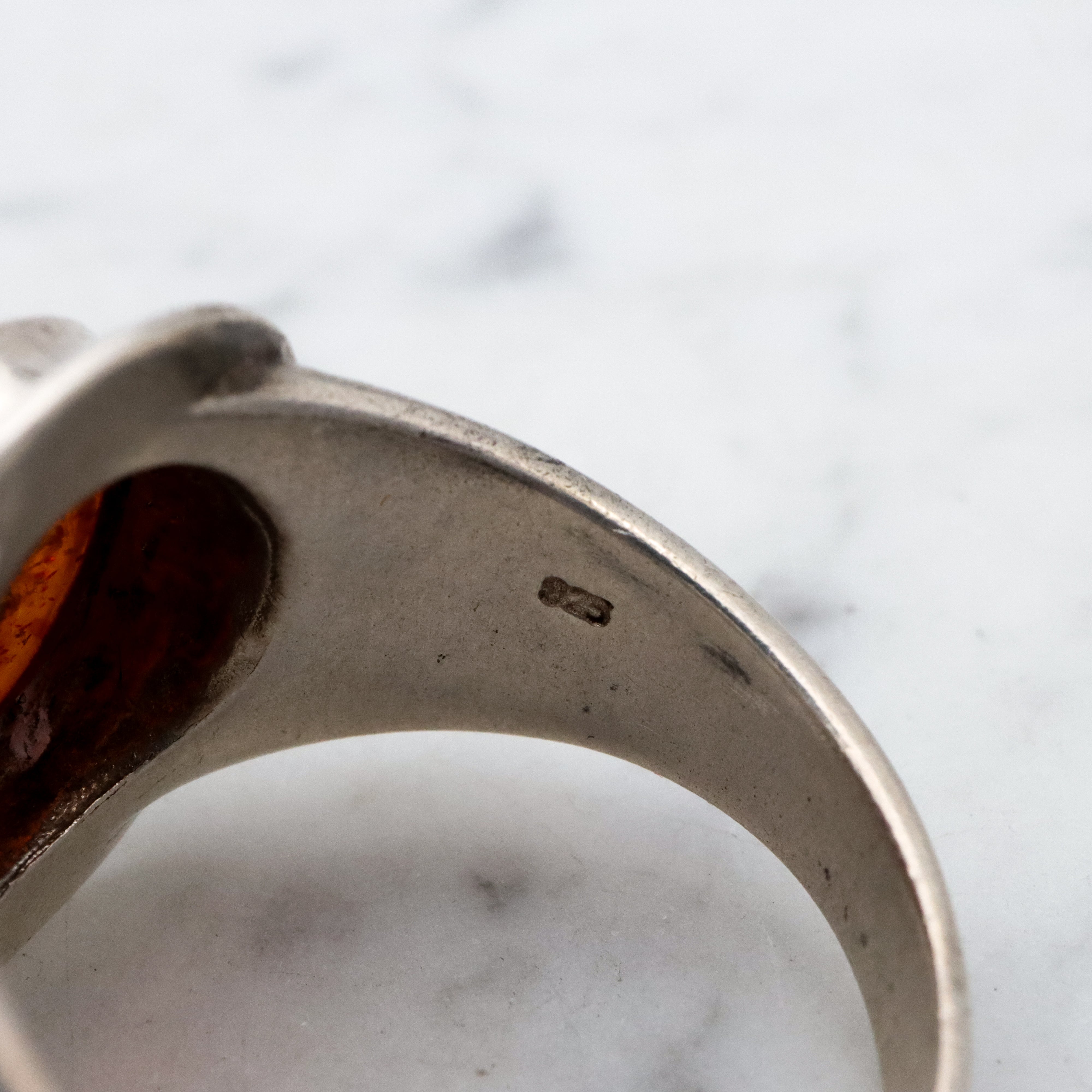 Vintage chunky amber sterling ring, size 12