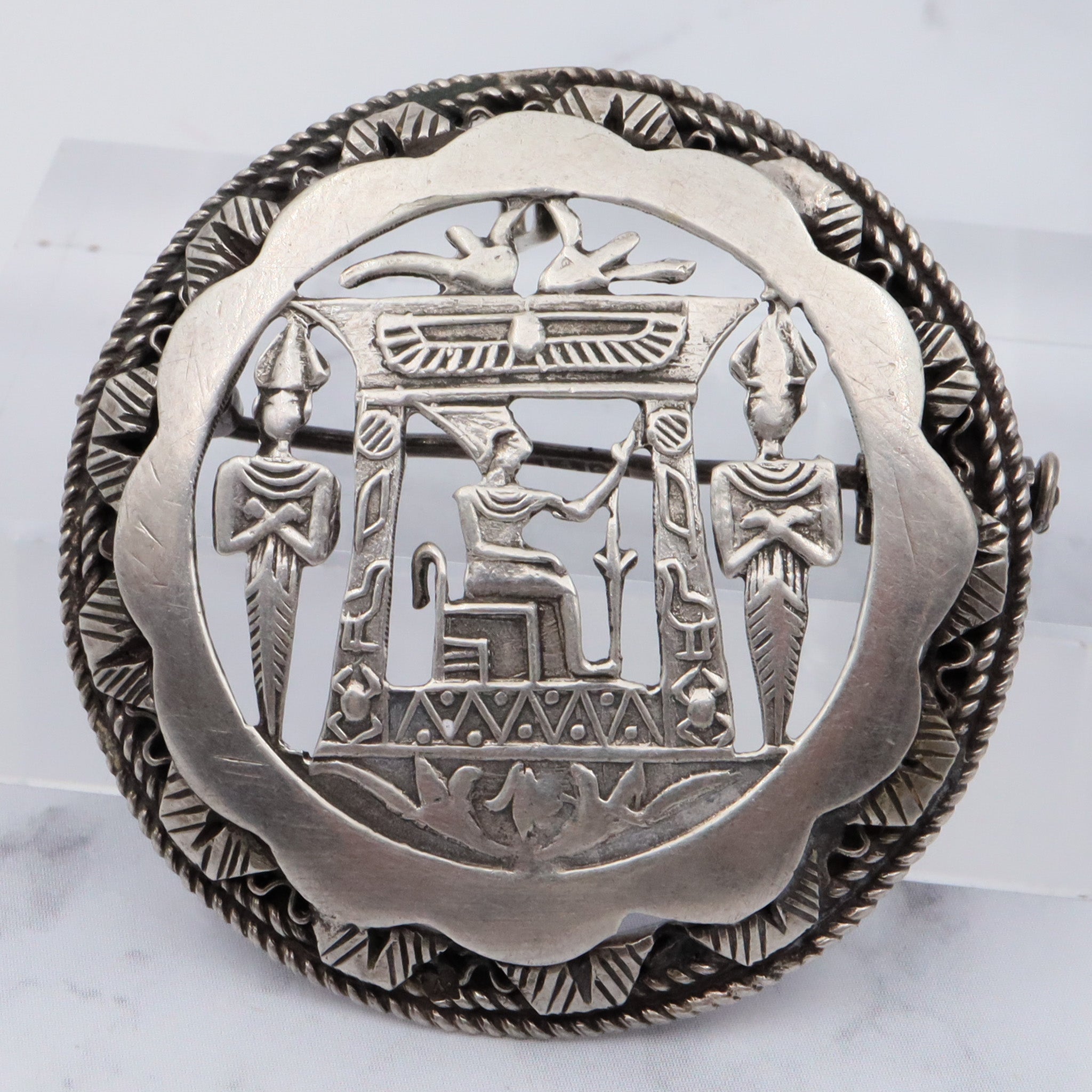 Antique Egyptian sterling cutout brooch/pendant