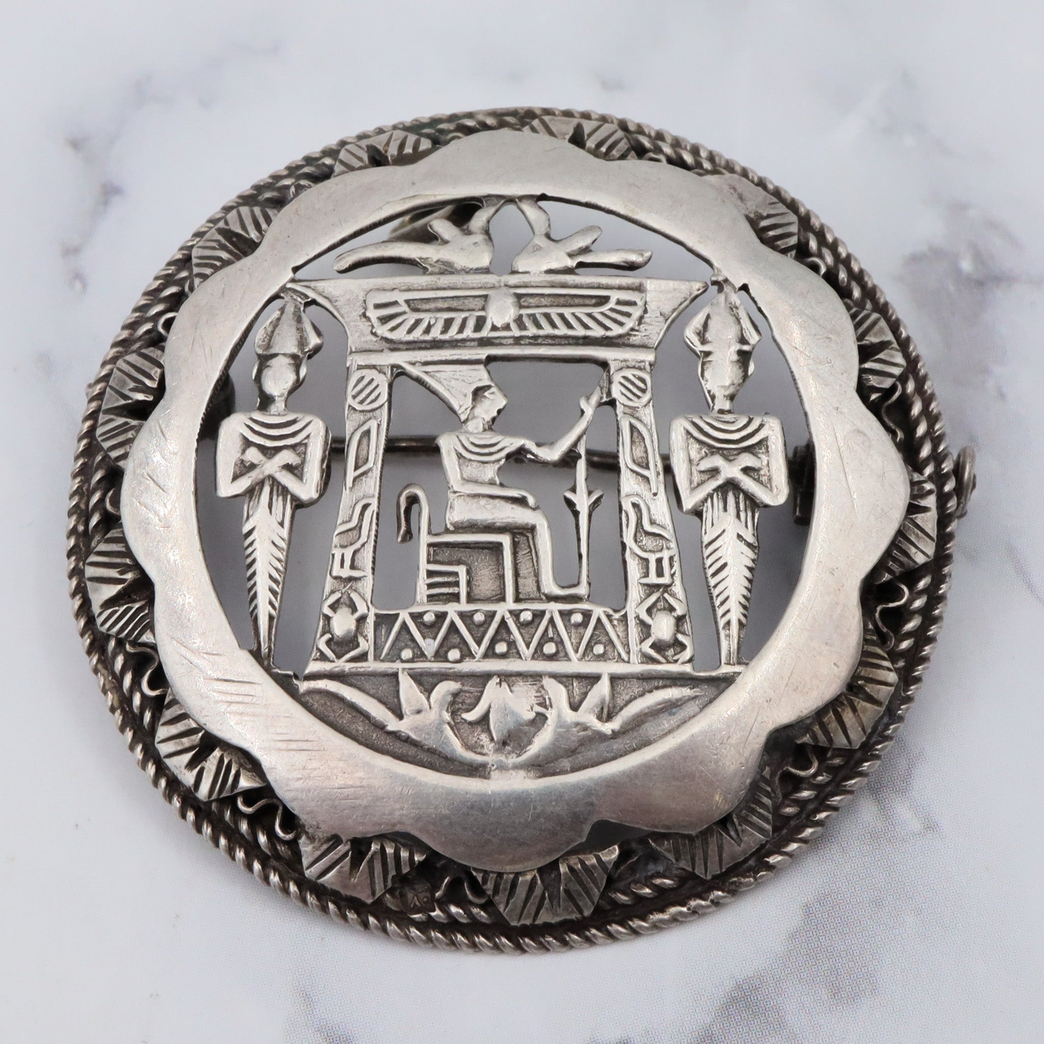 Antique Egyptian sterling cutout brooch/pendant