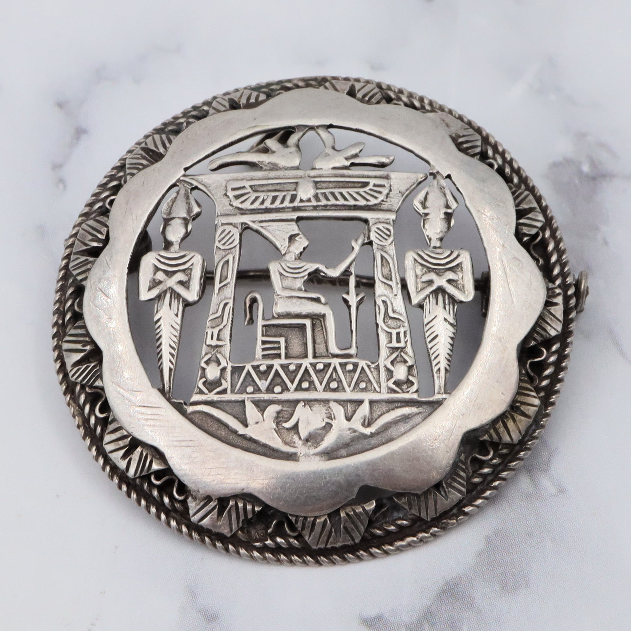 Antique Egyptian sterling cutout brooch/pendant