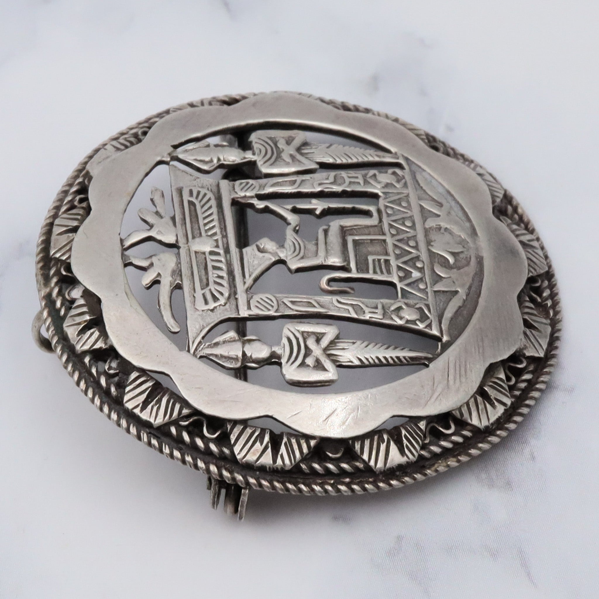 Antique Egyptian sterling cutout brooch/pendant