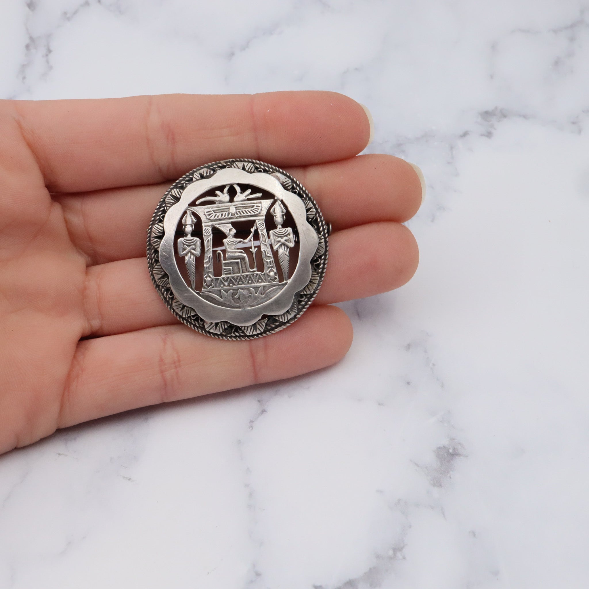 Antique Egyptian sterling cutout brooch/pendant