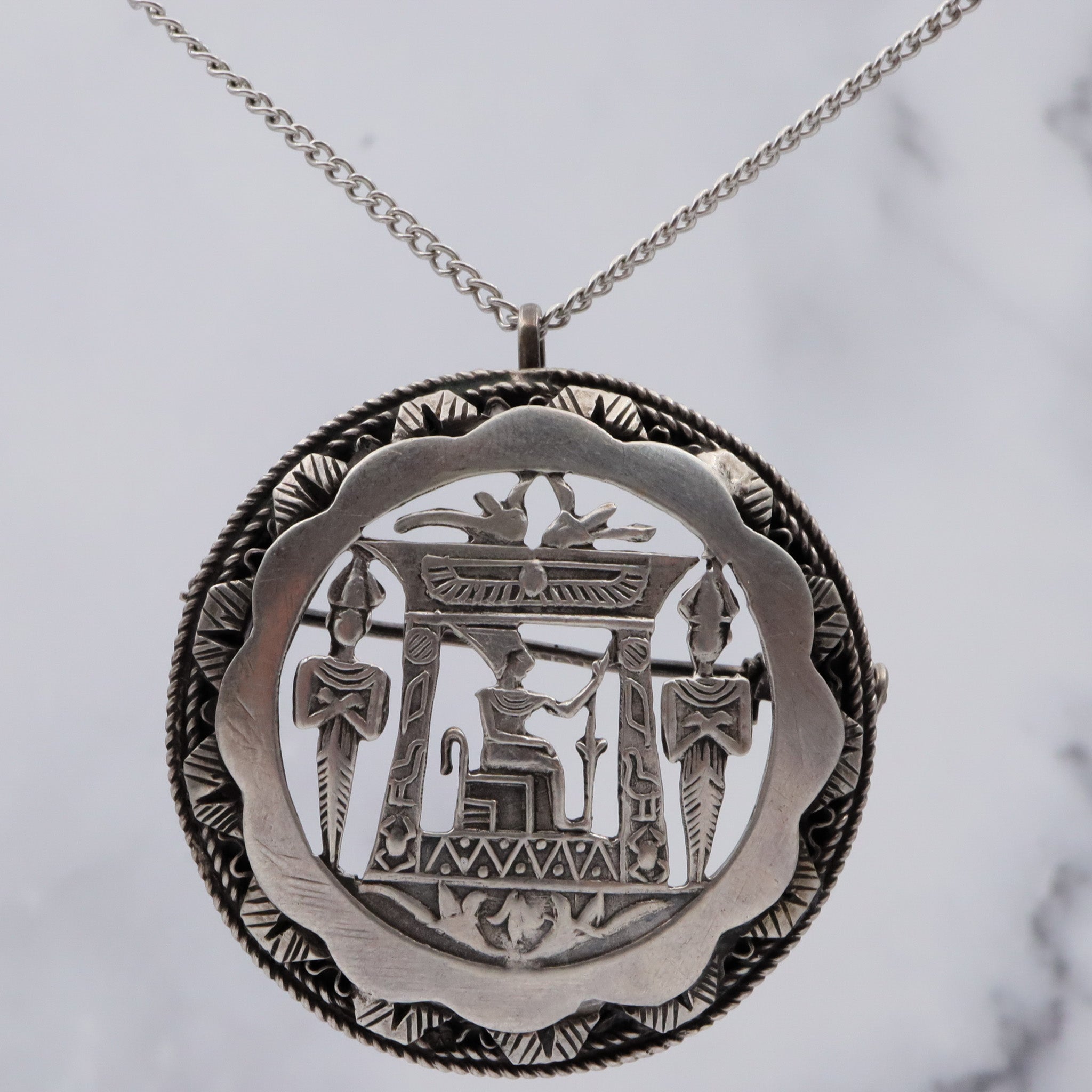 Antique Egyptian sterling cutout brooch/pendant
