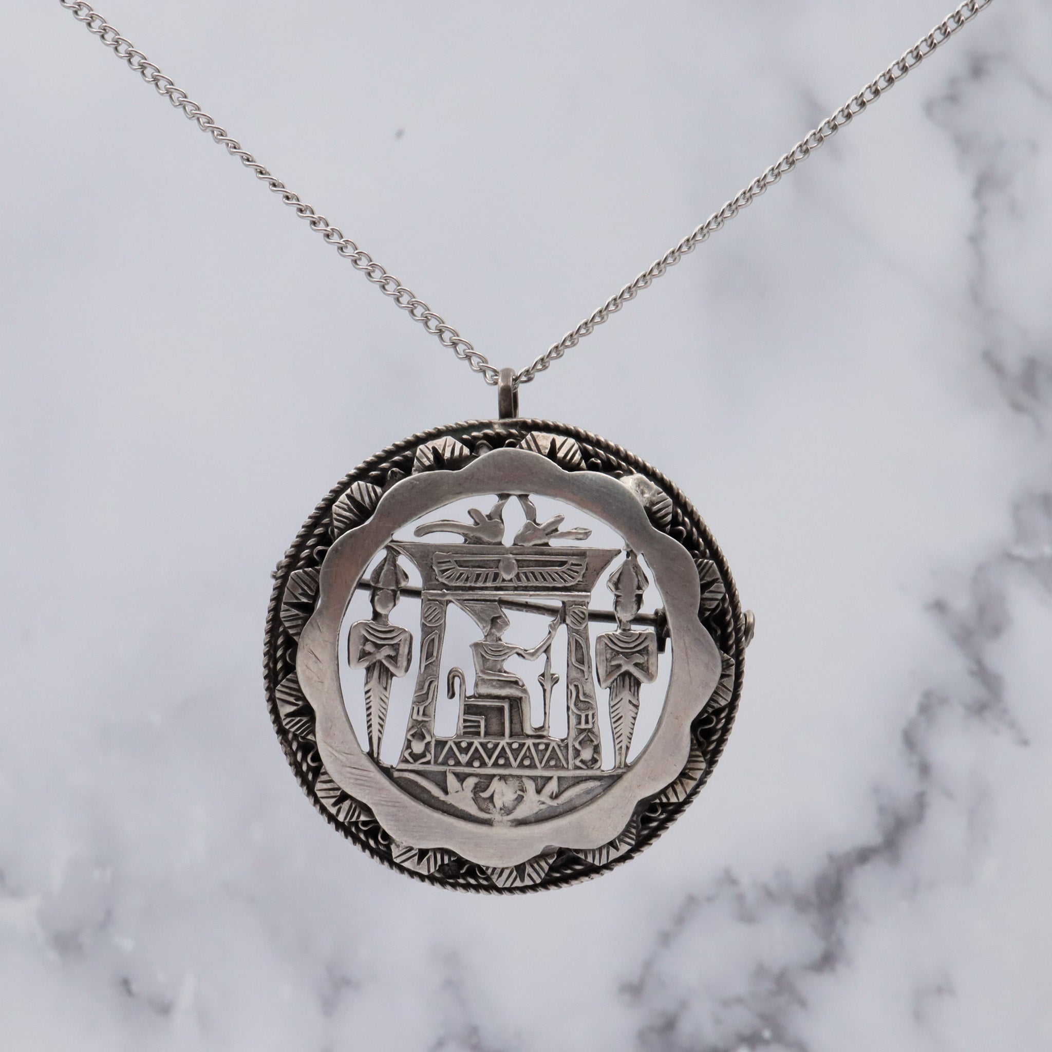 Antique Egyptian sterling cutout brooch/pendant