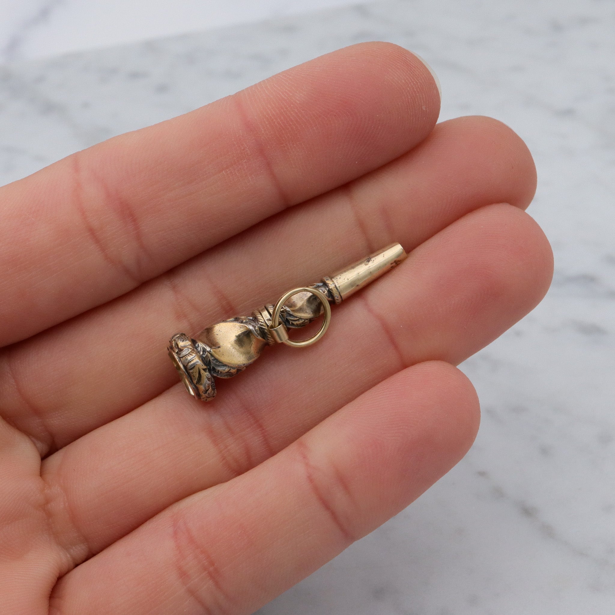 Antique Victorian gold filled watch key fob w/citrine