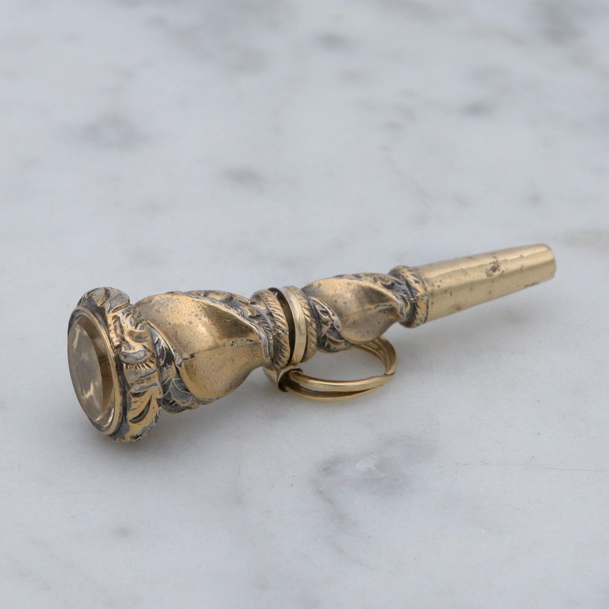 Antique Victorian gold filled watch key fob w/citrine