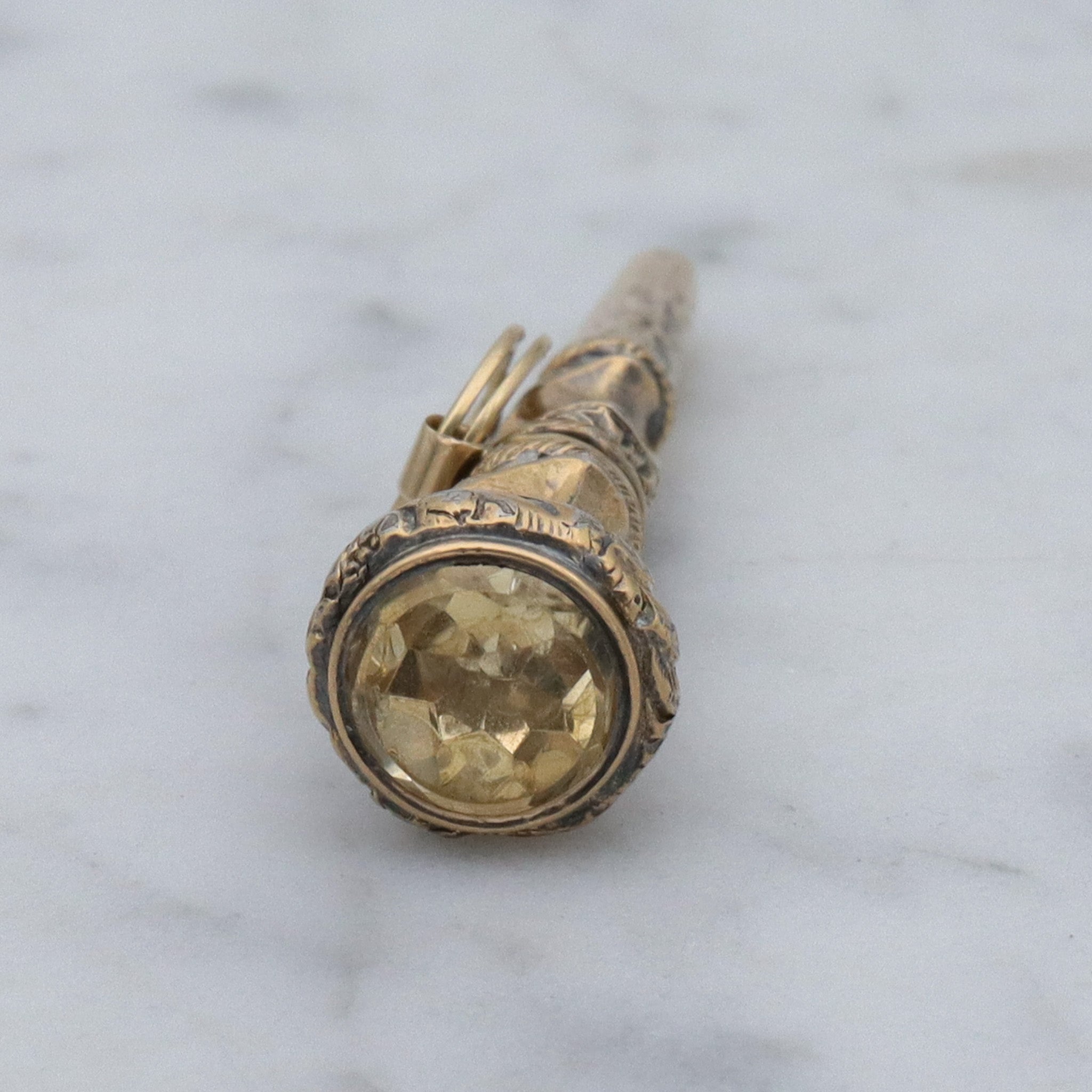 Antique Victorian gold filled watch key fob w/citrine