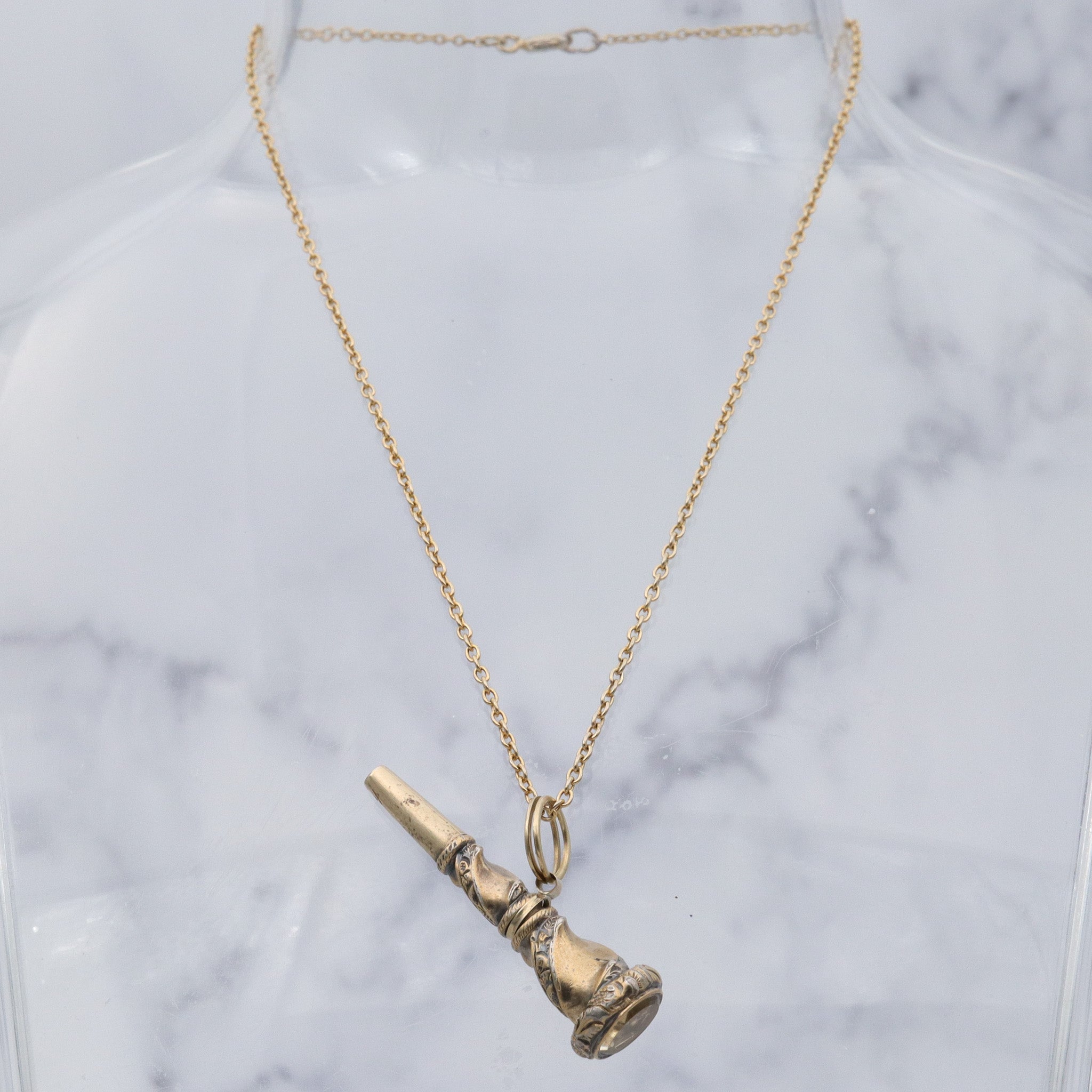 Antique Victorian gold filled watch key fob w/citrine