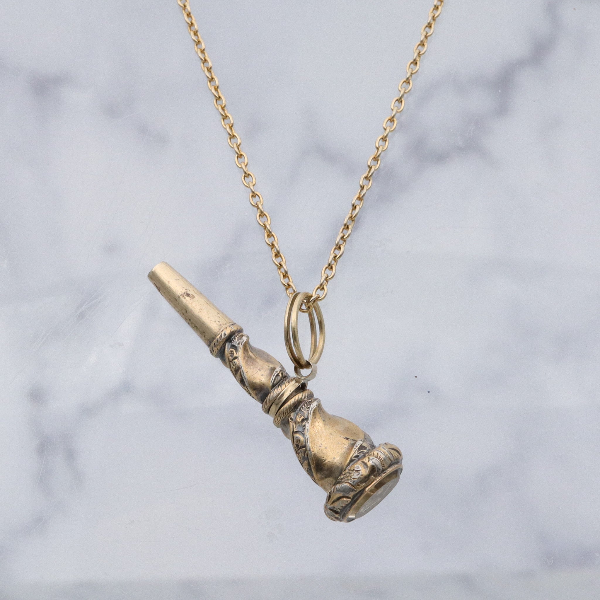 Antique Victorian gold filled watch key fob w/citrine