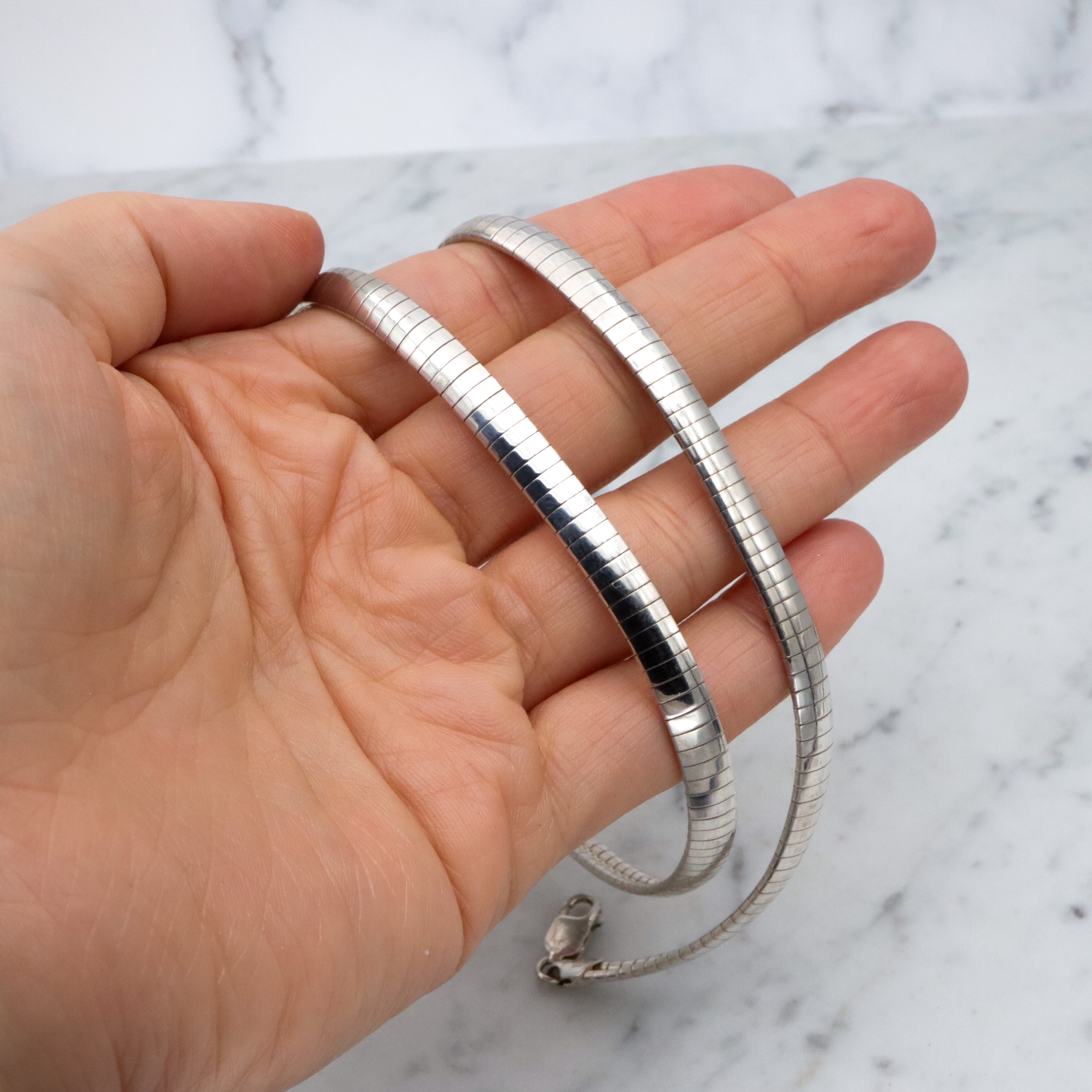 Vintage Milor Italian sterling 6mm omega chain, 18"