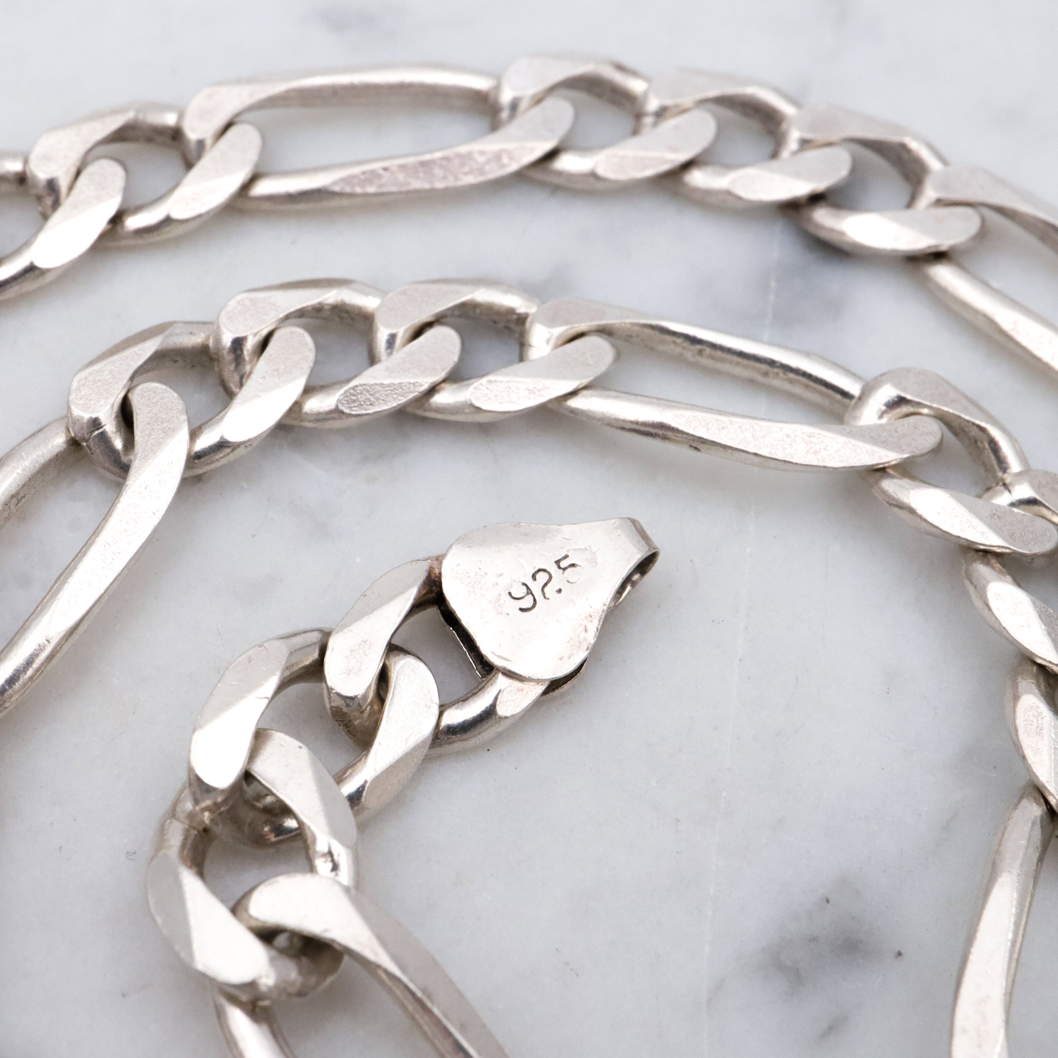 Vintage Italian sterling 7.5mm figaro link necklace, 20"