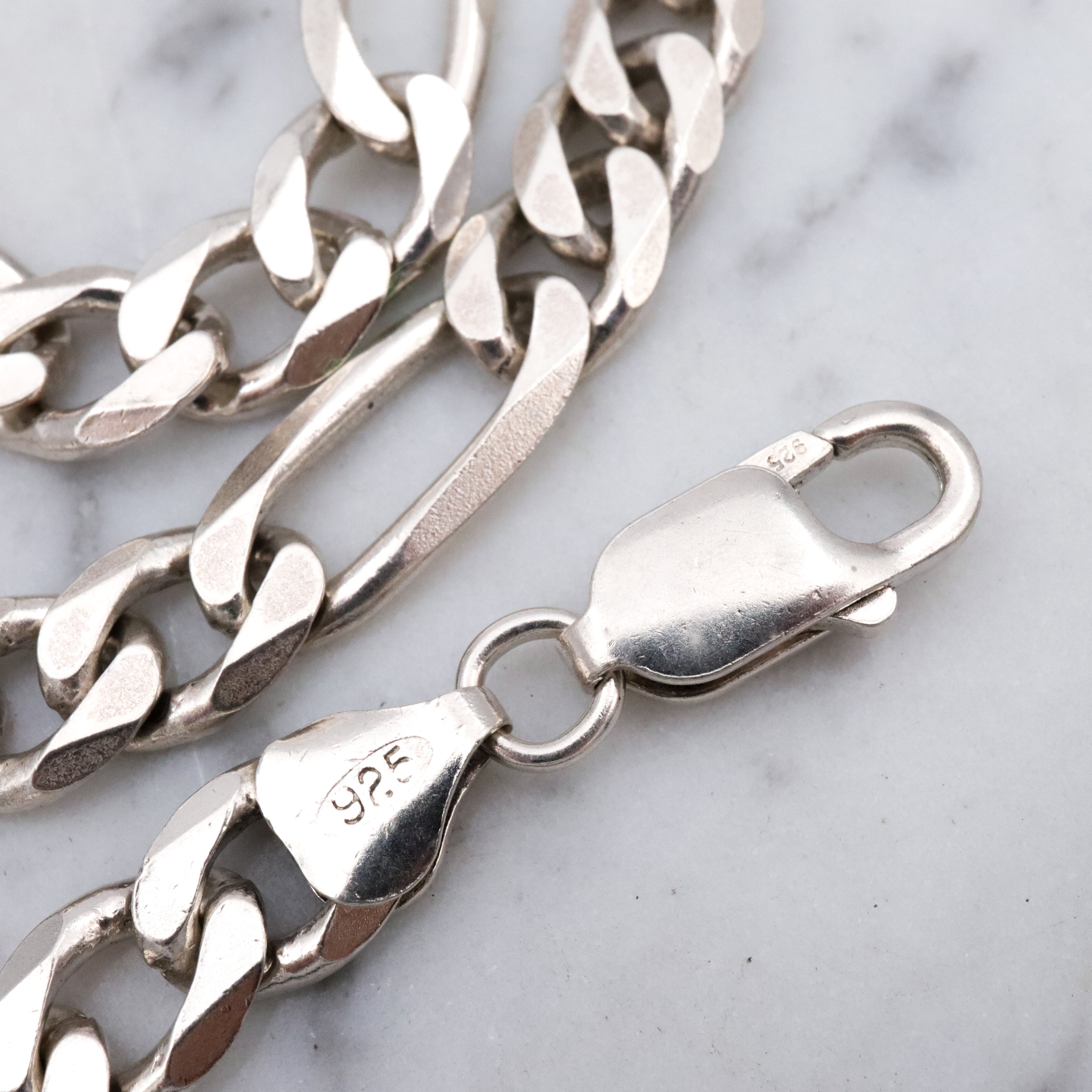 Vintage Italian sterling 7.5mm figaro link necklace, 20"