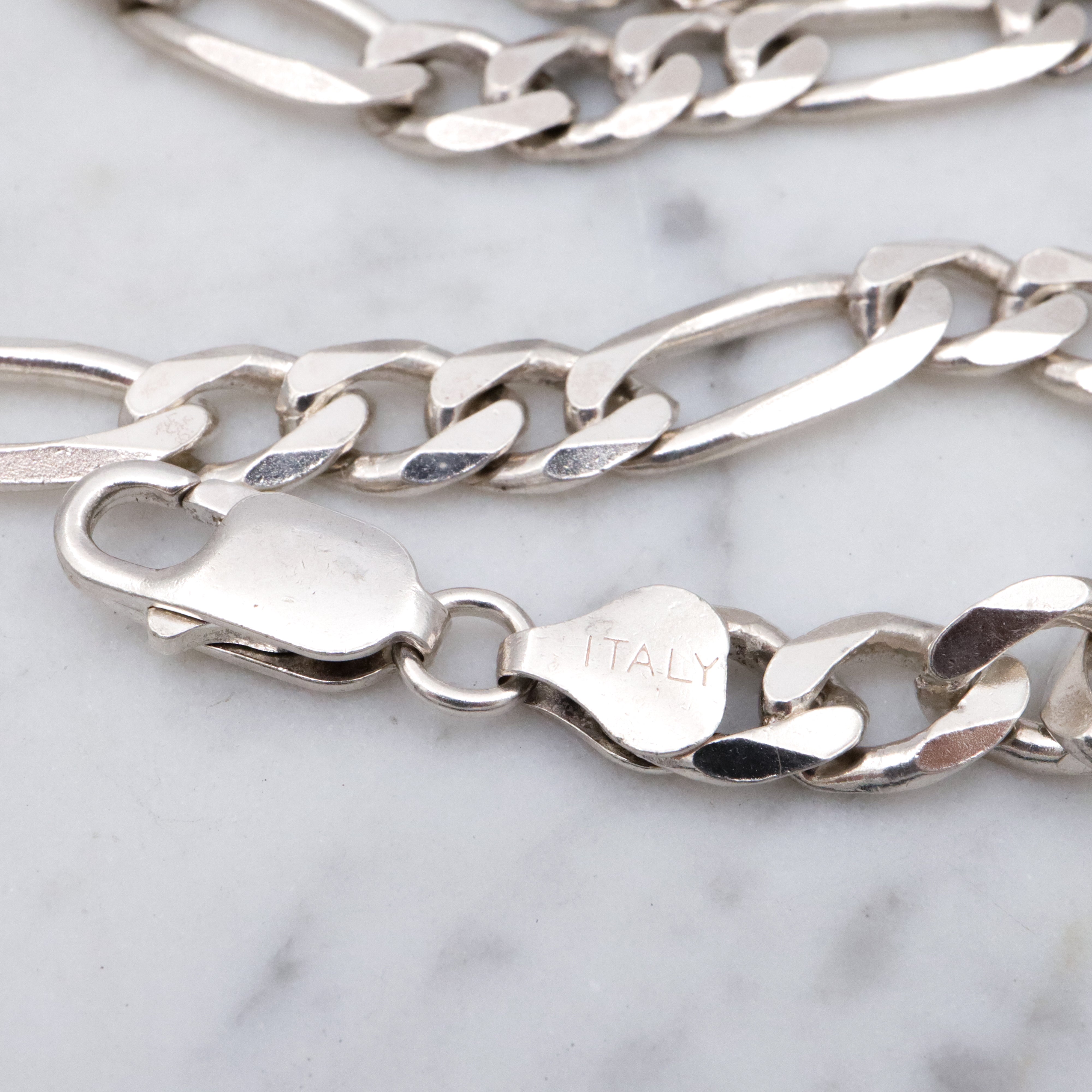 Vintage Italian sterling 7.5mm figaro link necklace, 20"