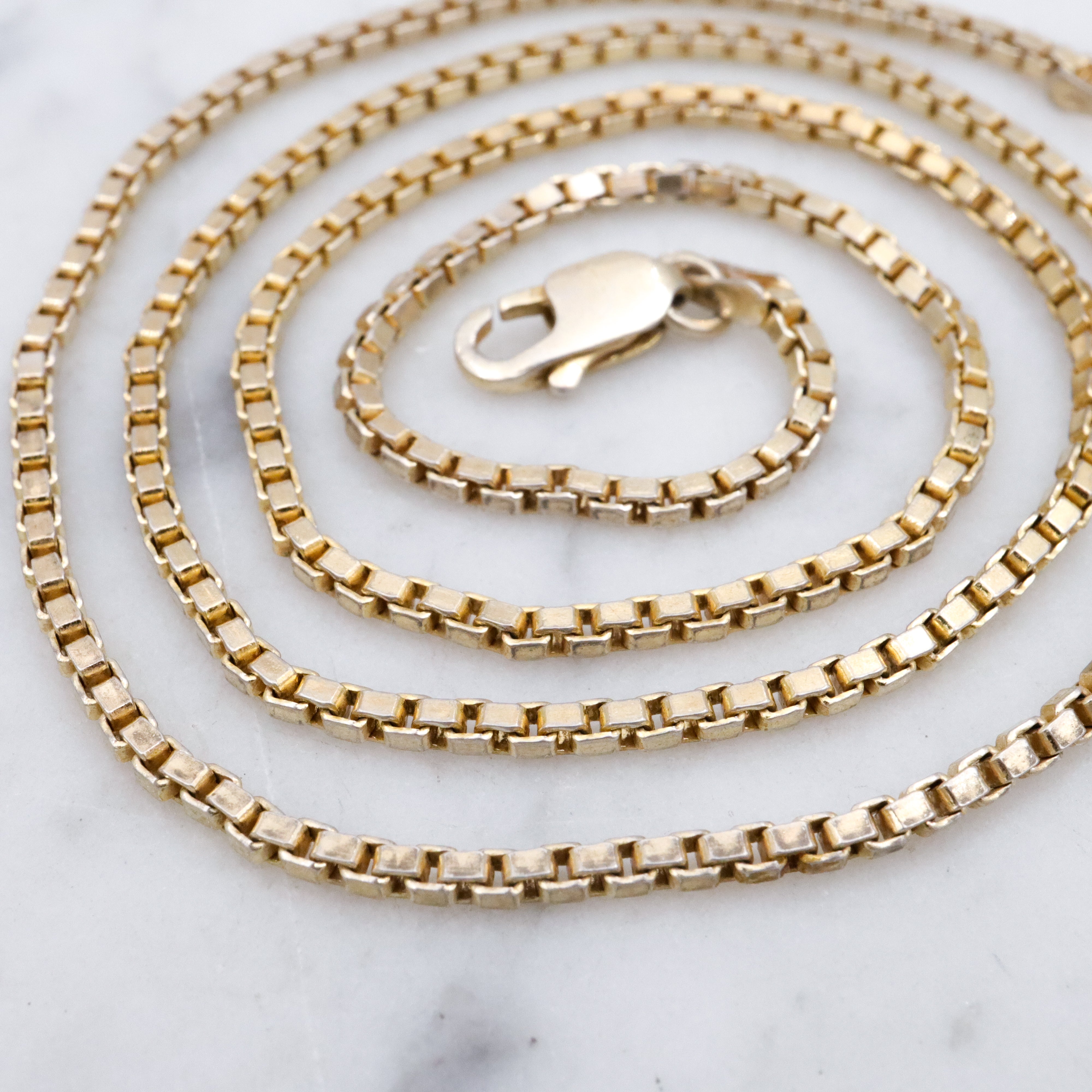 Vintage Italian gold plated sterling 2mm box link chain, 18"