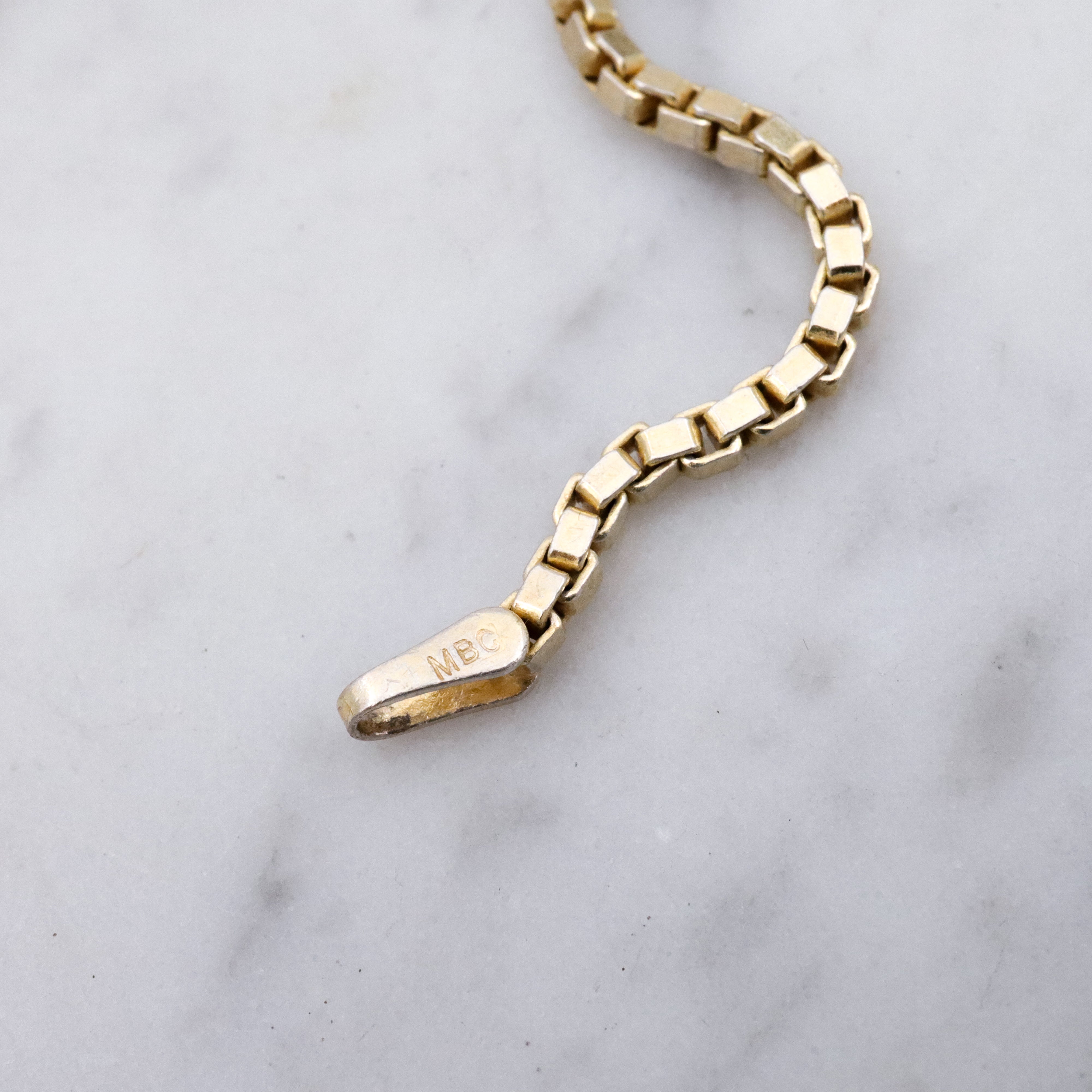 Vintage Italian gold plated sterling 2mm box link chain, 18"