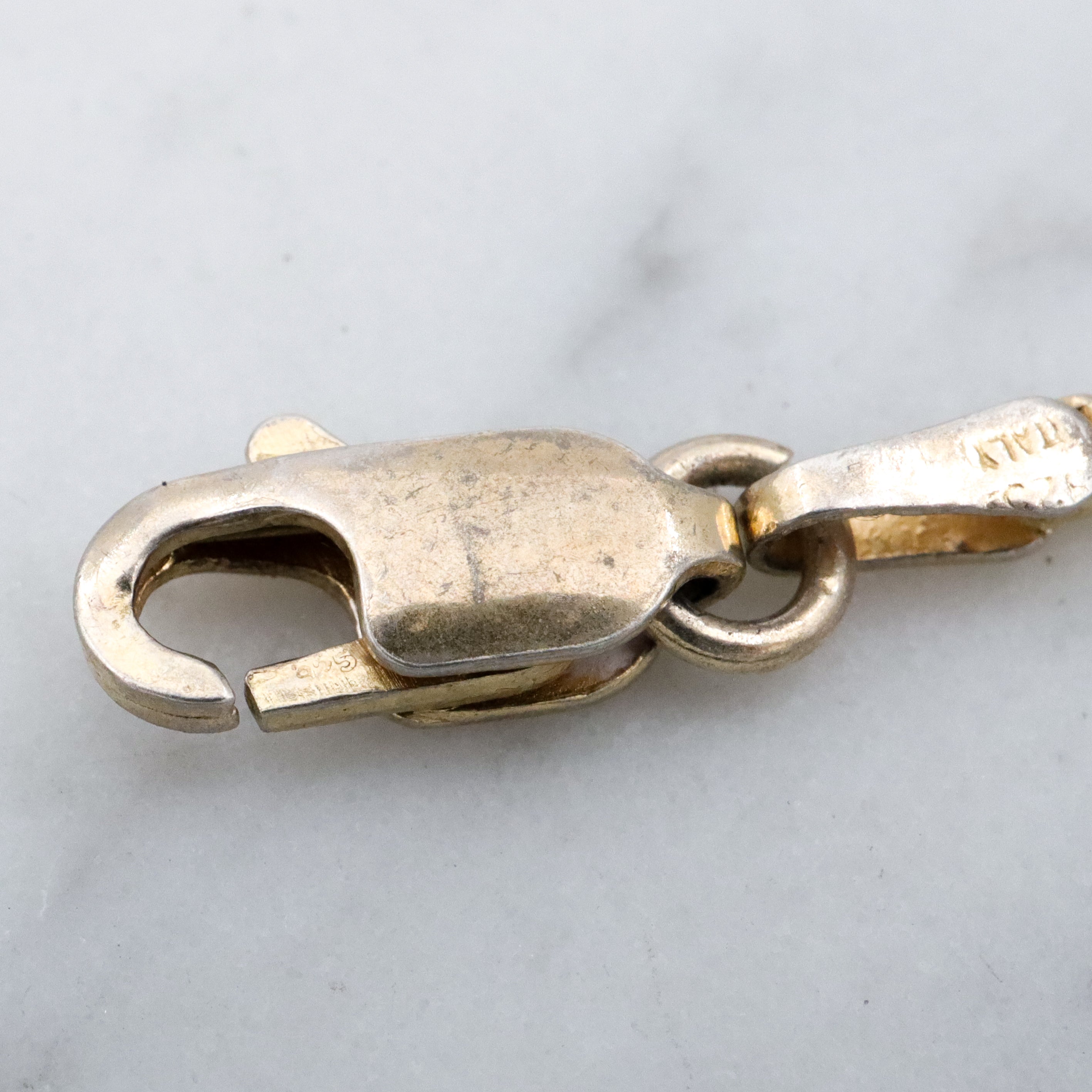 Vintage Italian gold plated sterling 2mm box link chain, 18"