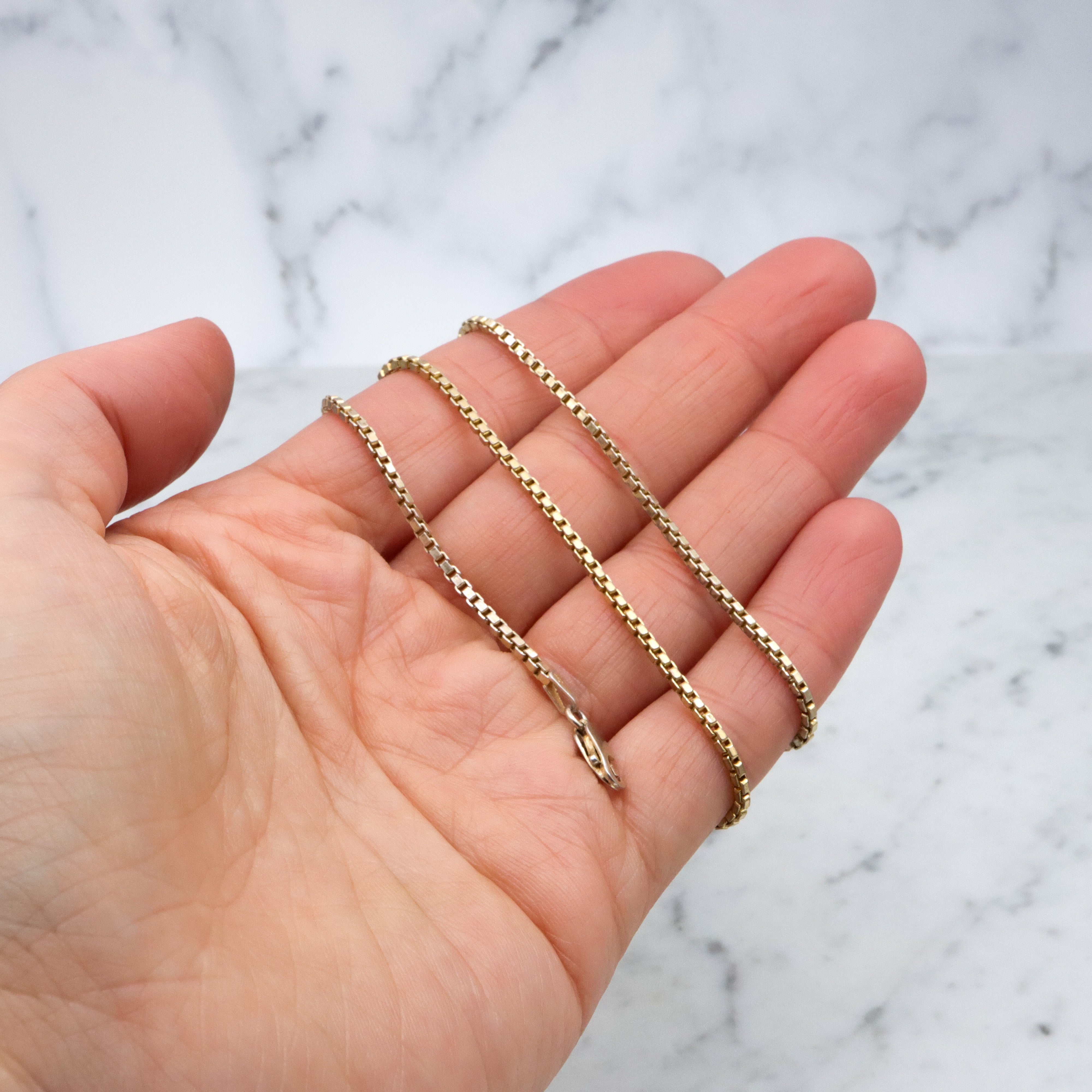 Vintage Italian gold plated sterling 2mm box link chain, 18"