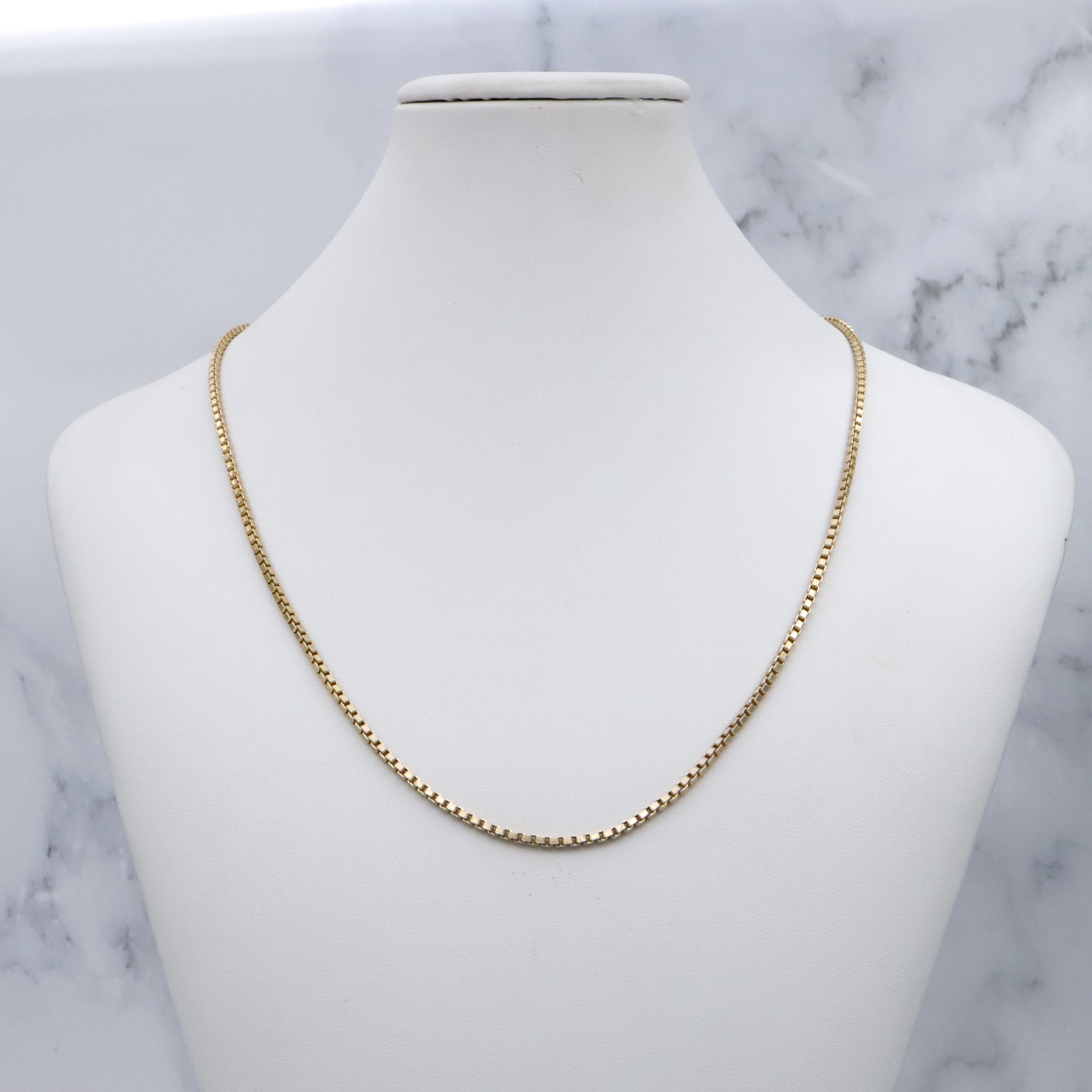 Vintage Italian gold plated sterling 2mm box link chain, 18"