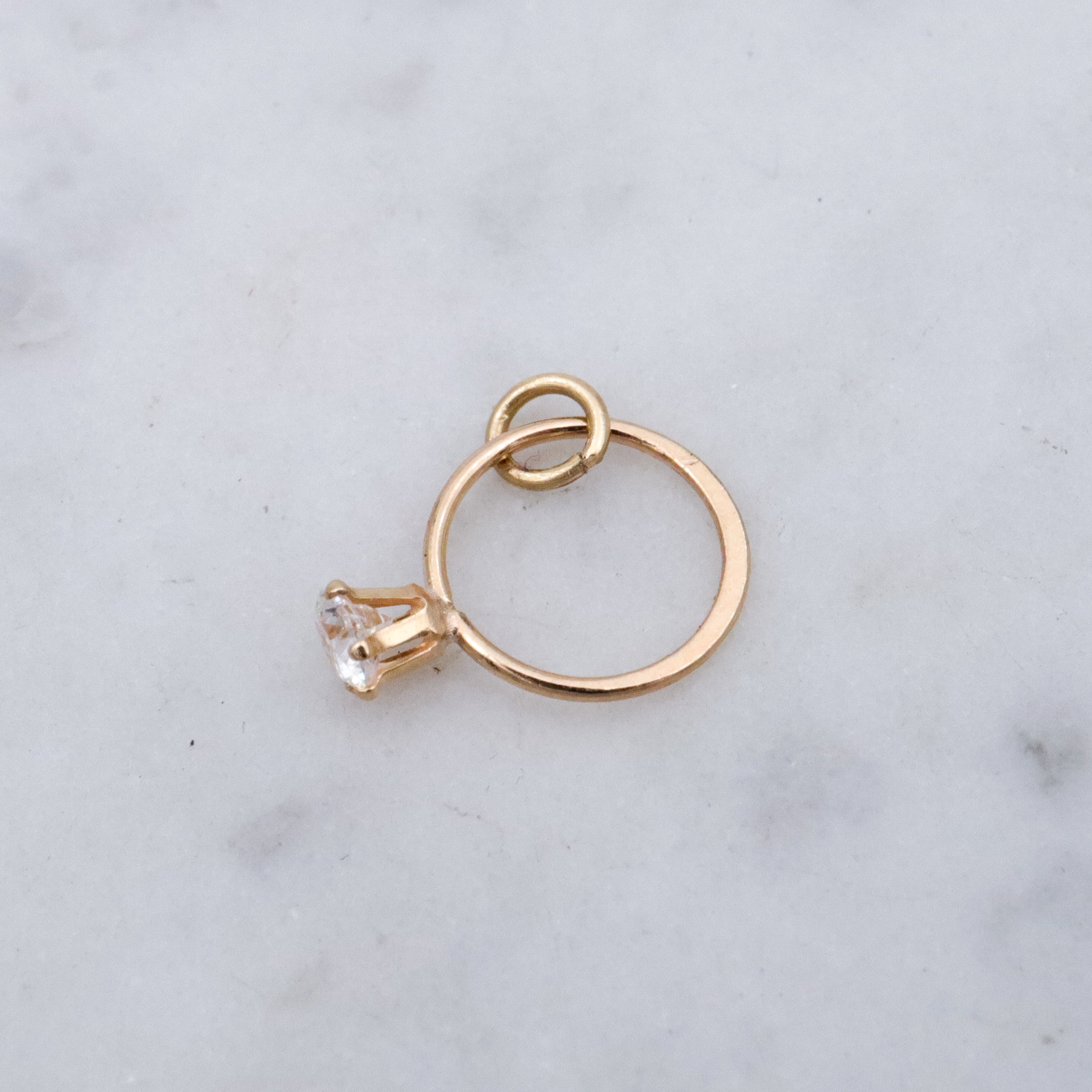 Teeny 14k gold cubic zirconia engagement ring charm