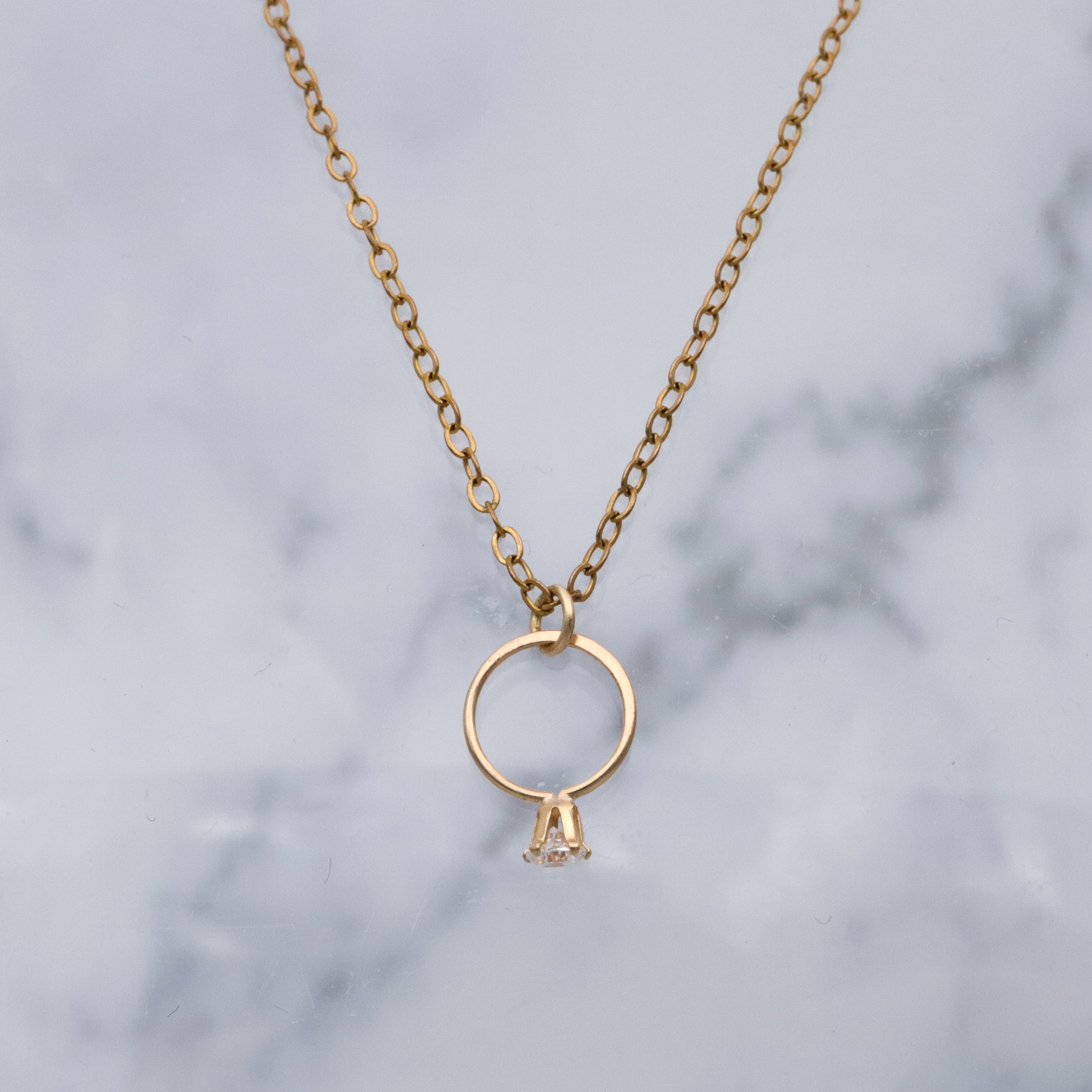 Teeny 14k gold cubic zirconia engagement ring charm