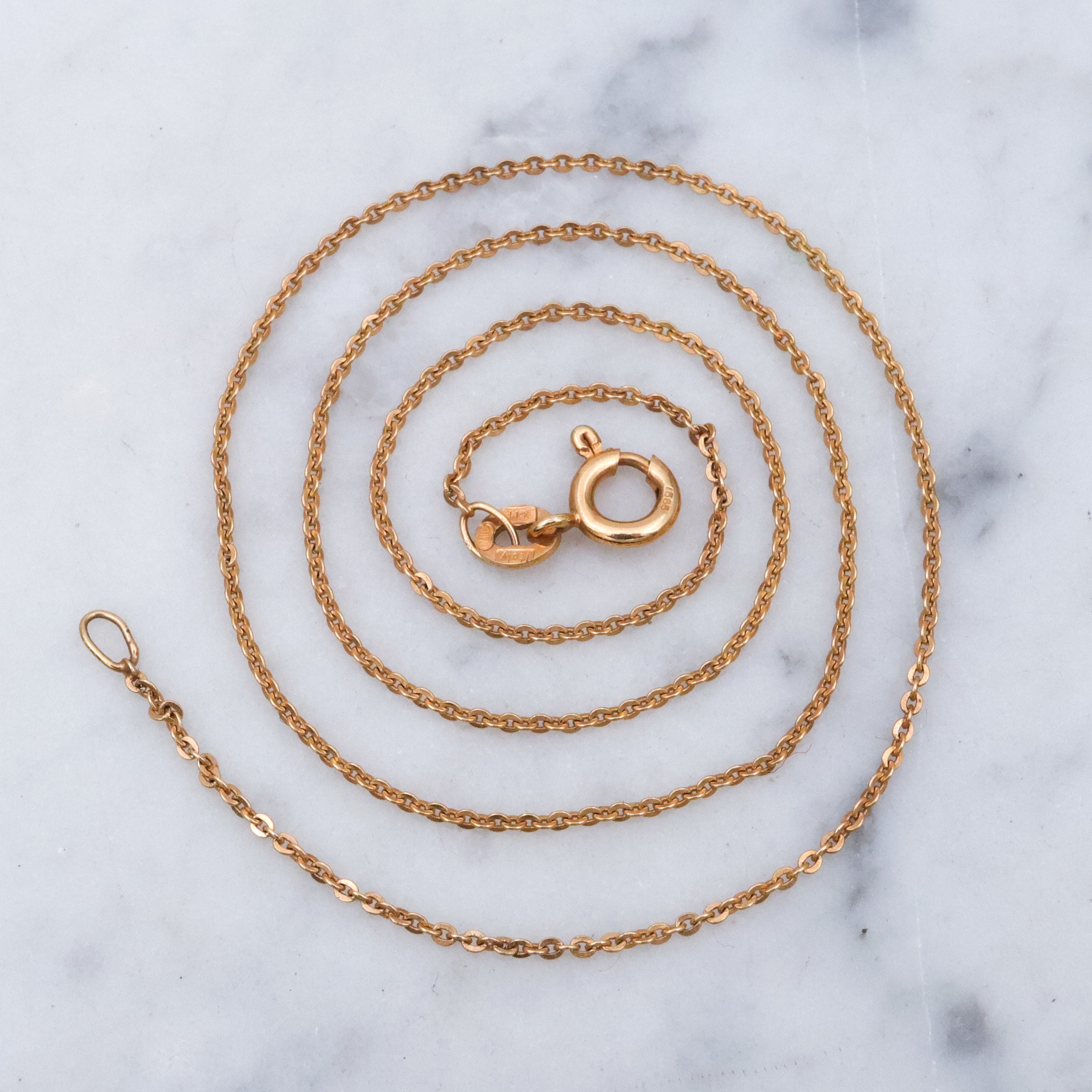 Vintage Uno A Erre Italian 14k gold petite cable chain, 15"