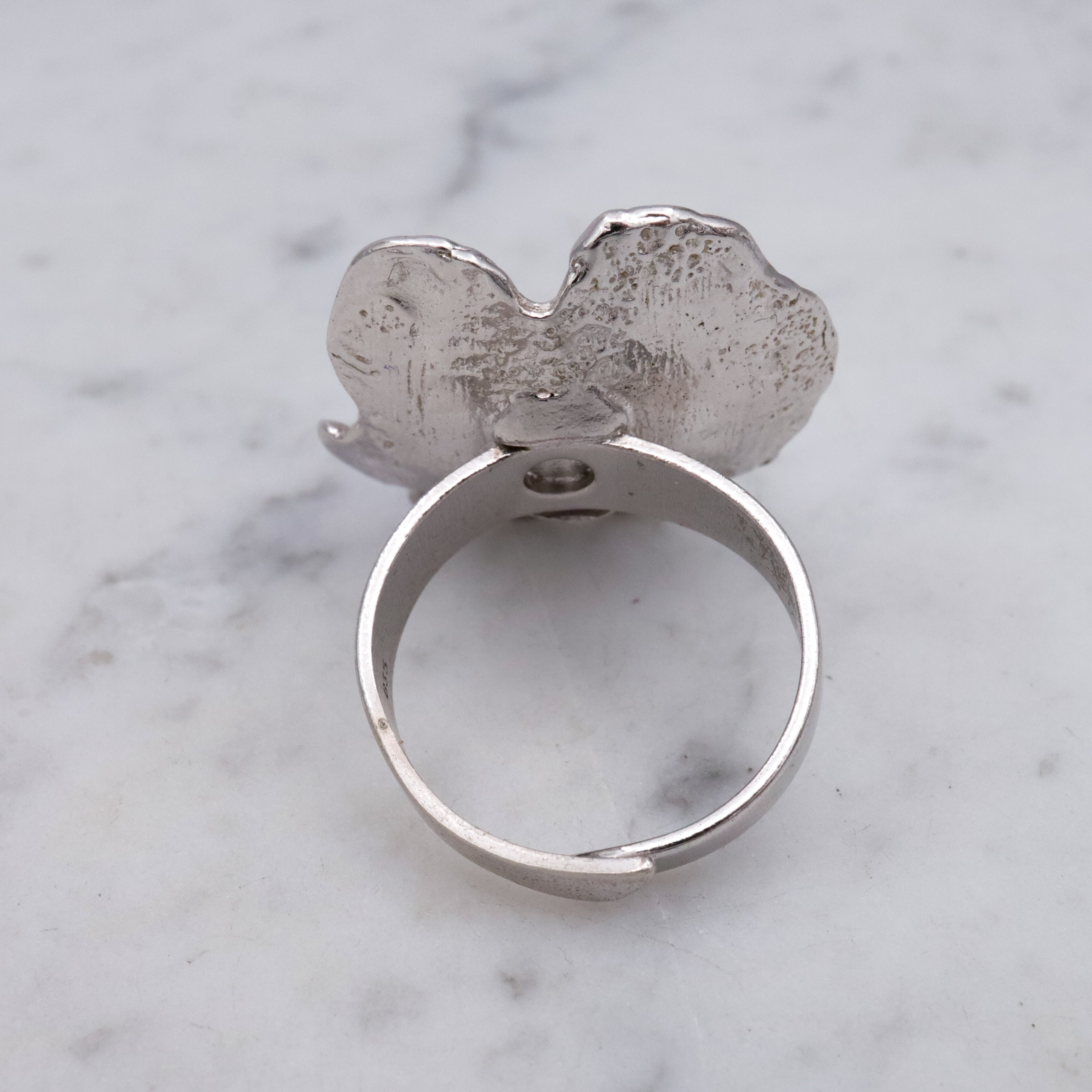 Dutch Mid Century Modernist 835 silver & amethyst bead Brutalist ring, sz 9 adj.