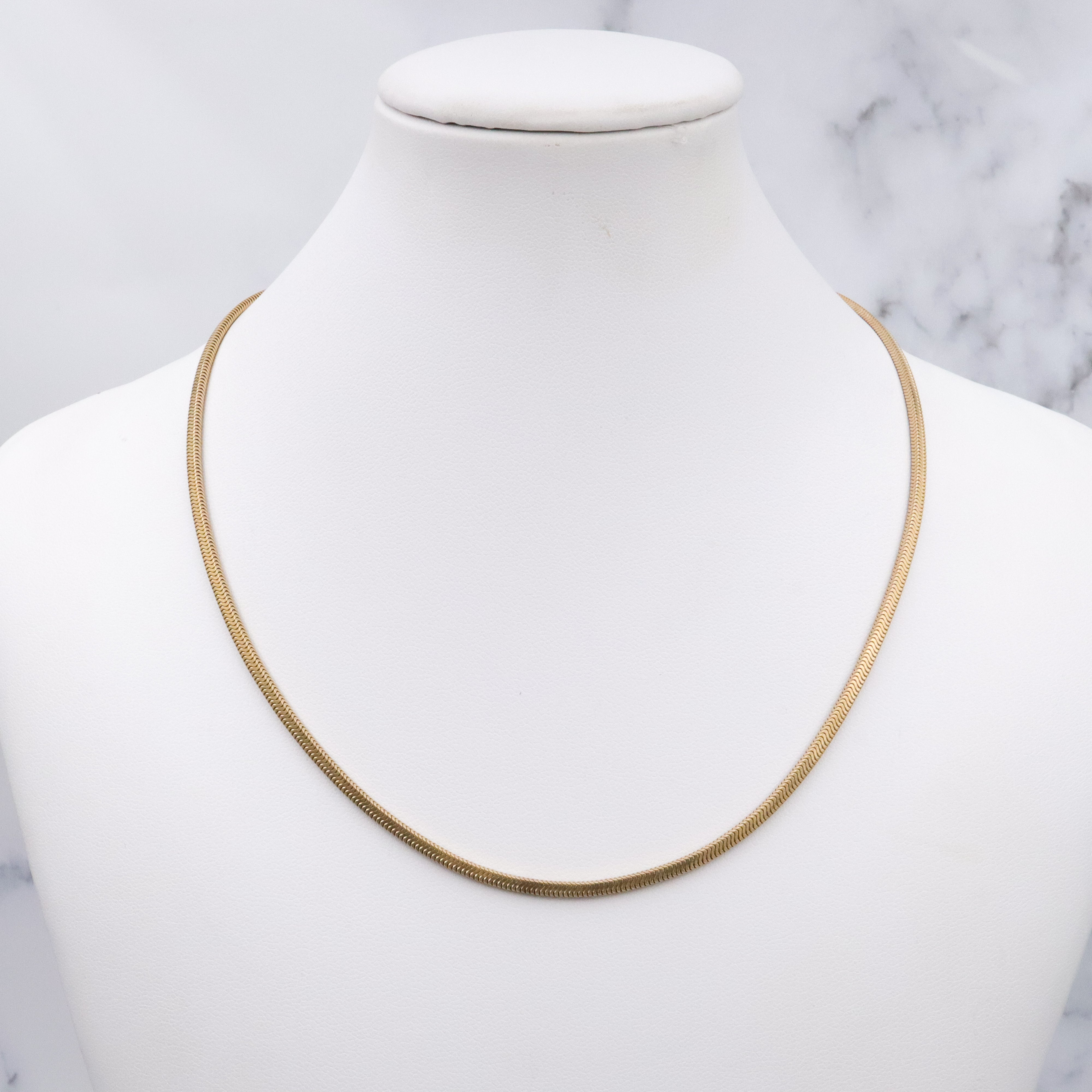 Art Deco Carl Art 12k gold filled square snake chain collar necklace 15"