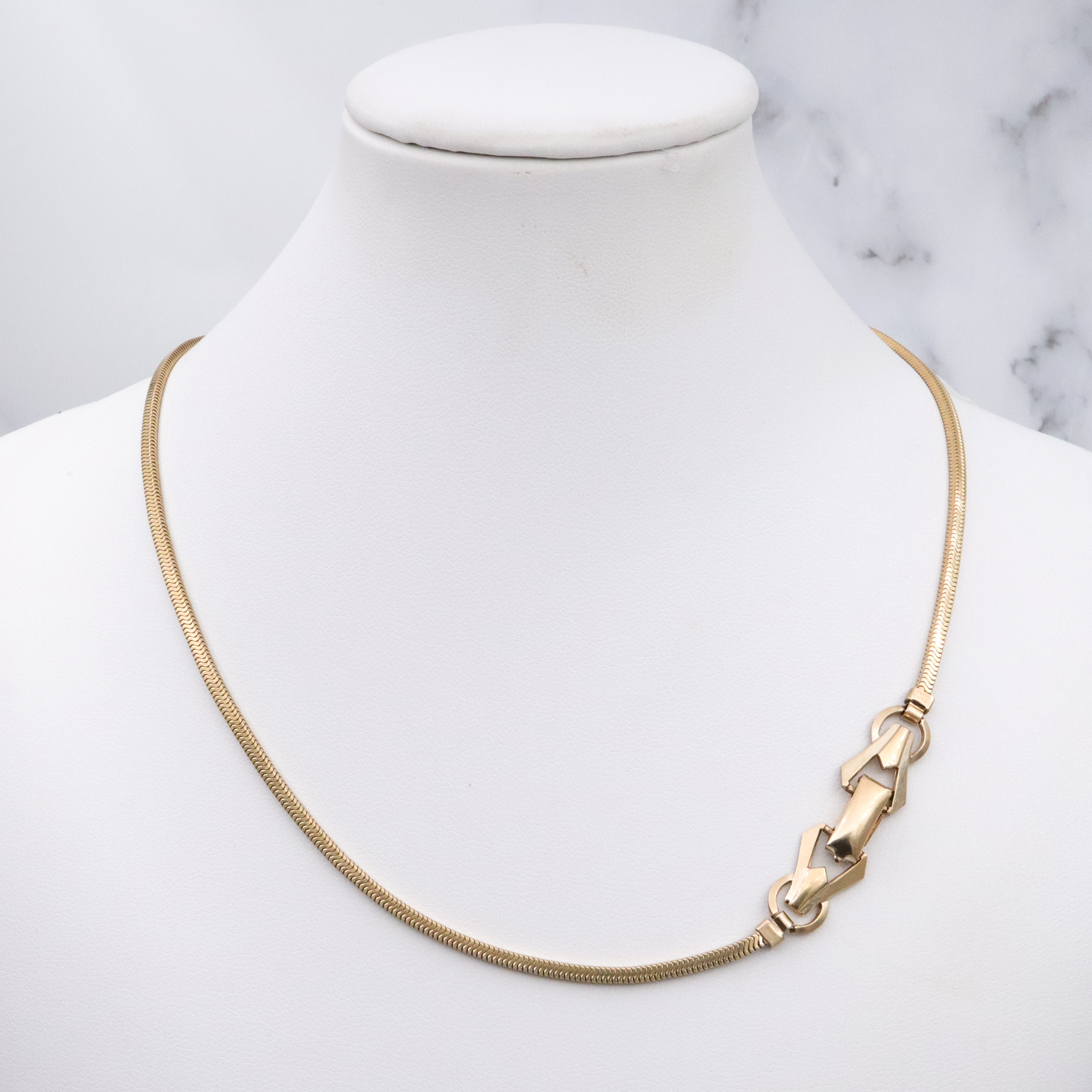 Art Deco Carl Art 12k gold filled square snake chain collar necklace 15"