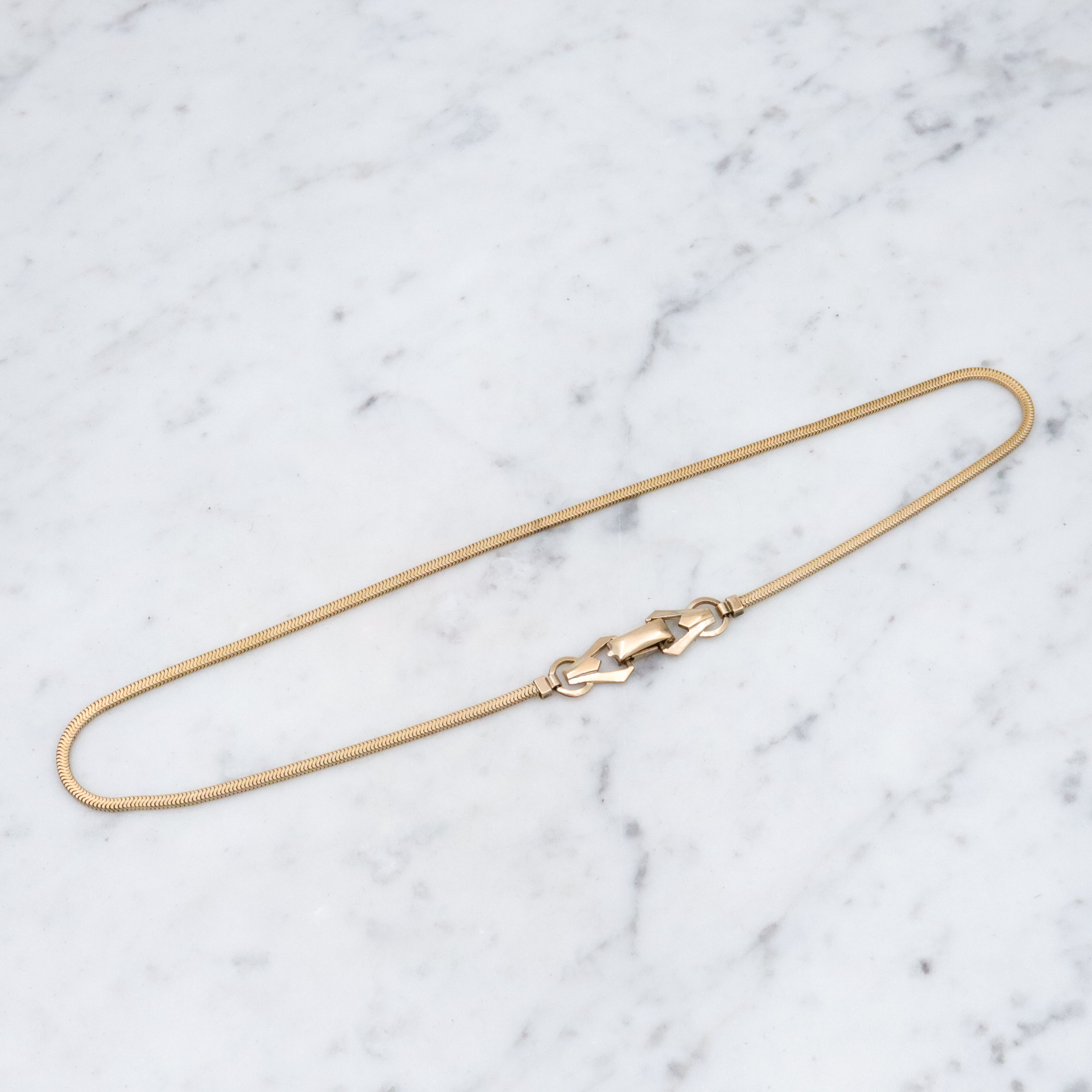 Art Deco Carl Art 12k gold filled square snake chain collar necklace 15"