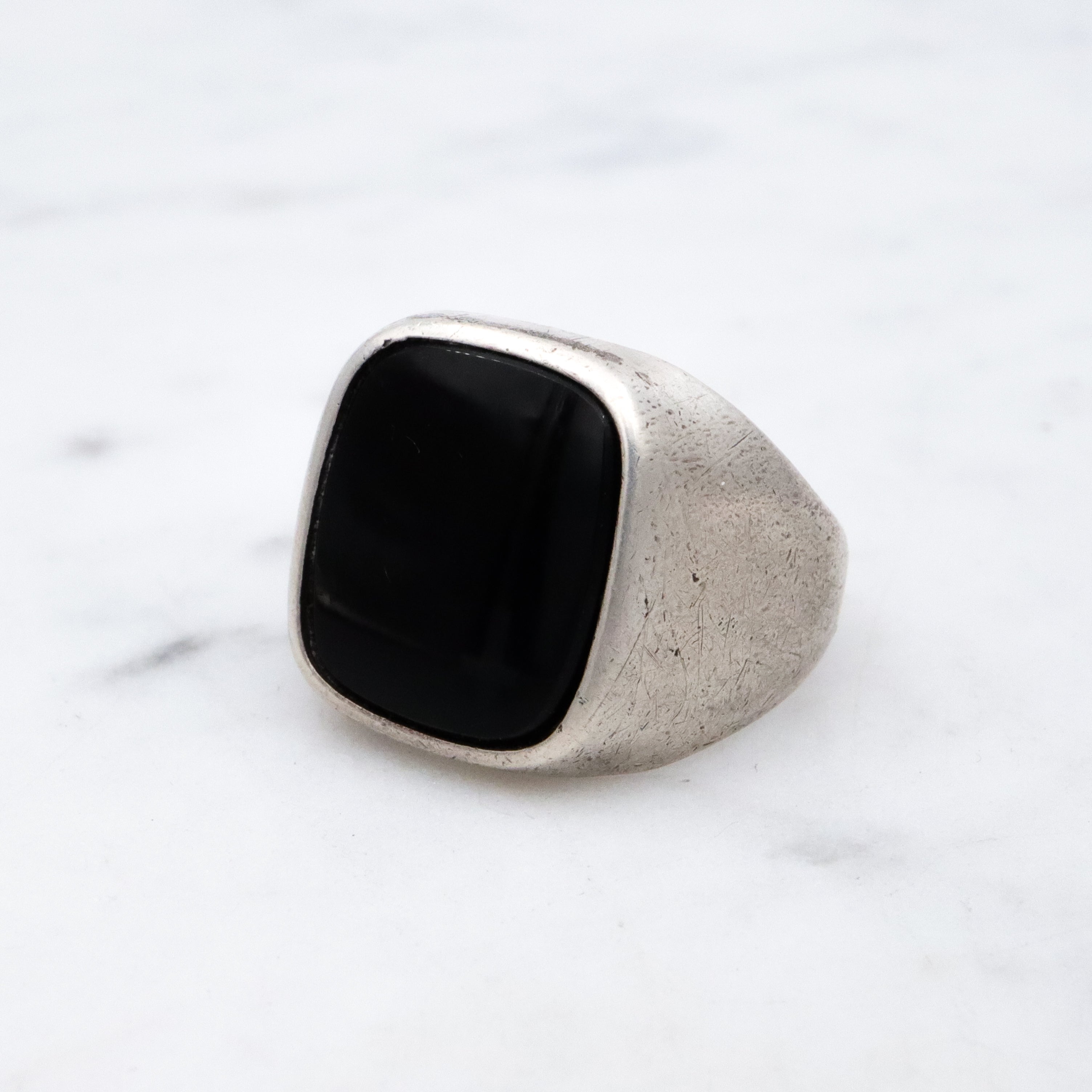 Art Deco Clark & Coombs onyx signet sterling ring, size 6
