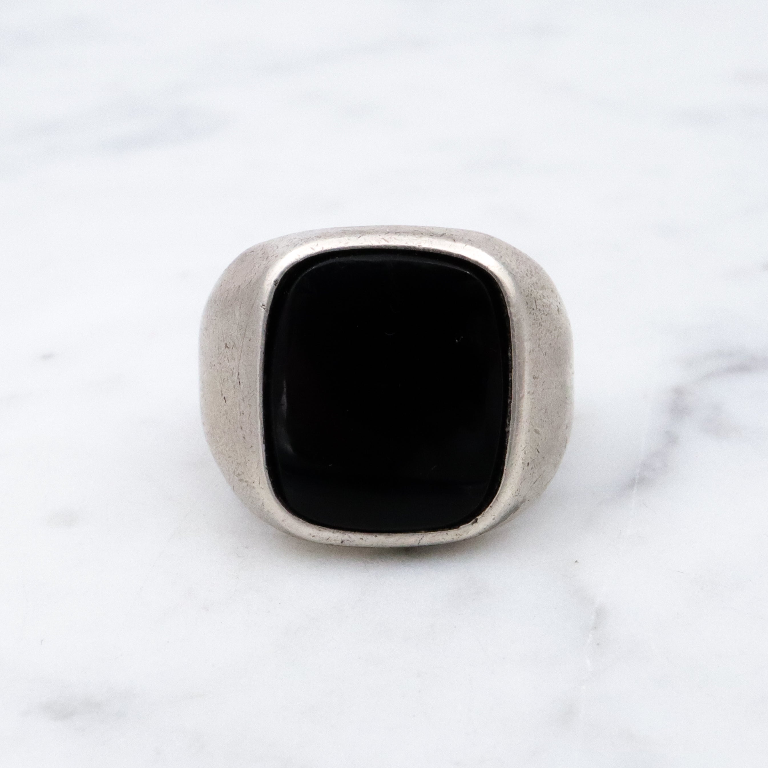 Art Deco Clark & Coombs onyx signet sterling ring, size 6